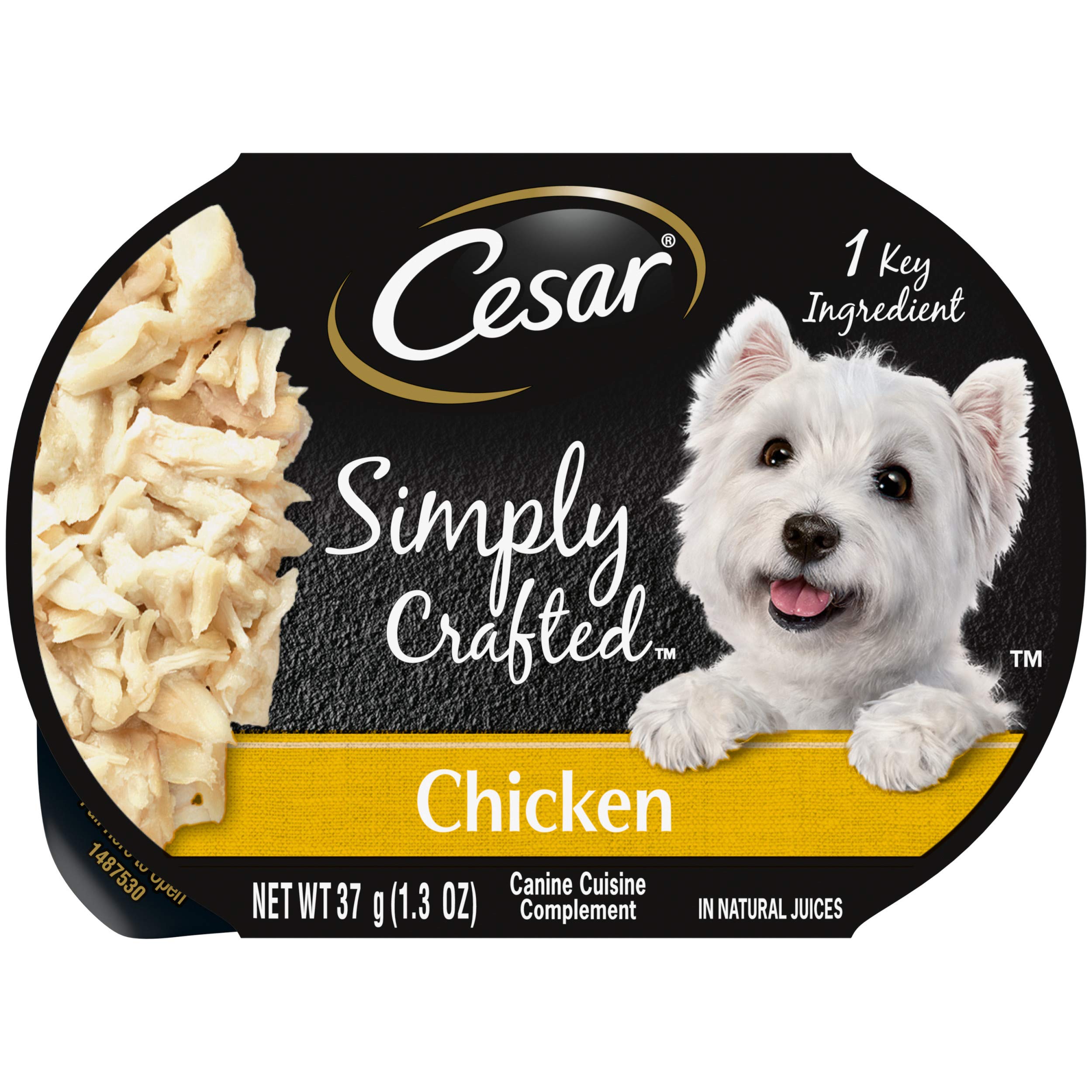 Cesar Simply Crafted Adult Wet Dog Food Meal Topper, Chicken, 1.3 oz. (10 Count, Pack of 1)