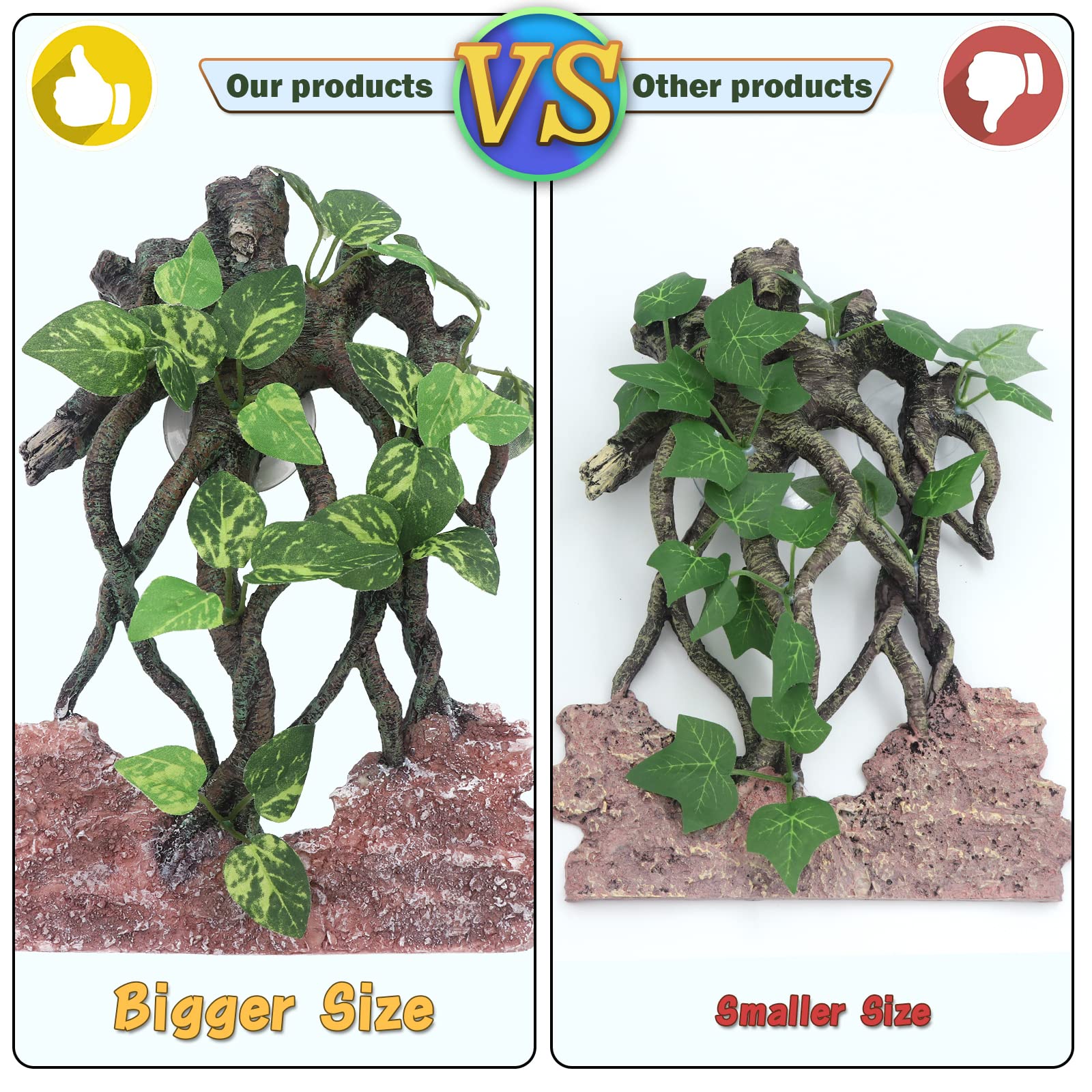Aqua Kt Reptile Terrarium Climb Corner Tree Branch Rock Background Decoration With Suction Cup For Amphibian Lizard Snake Gecko