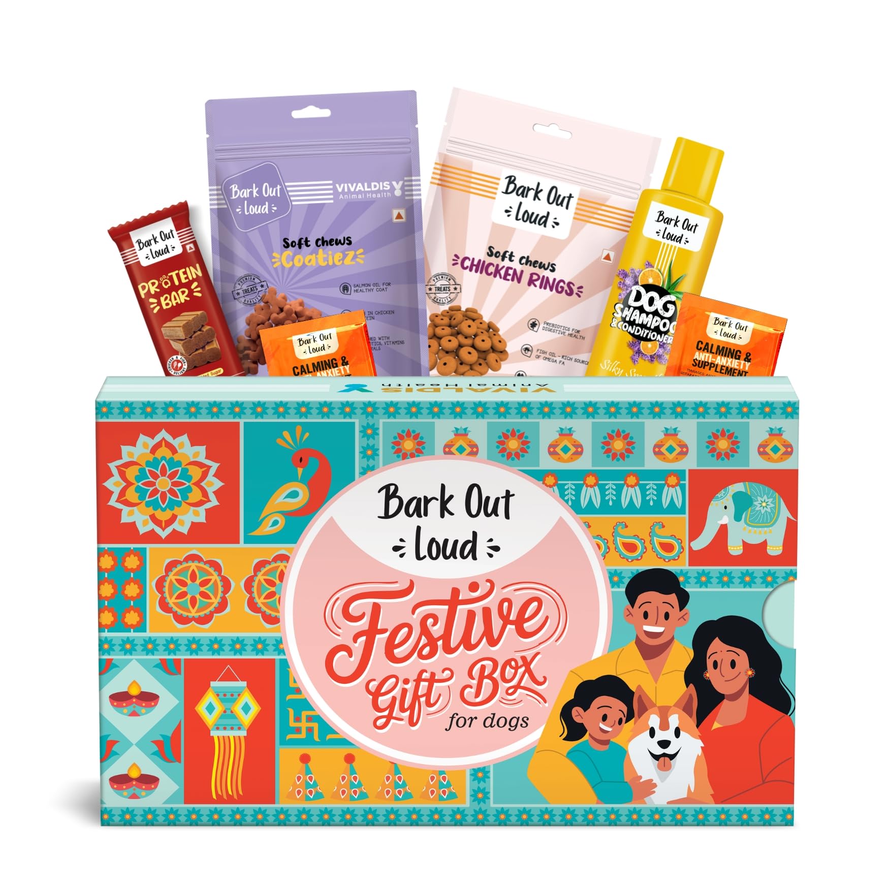 Bark Out Loud Festive Gift Box For Dogs | Premium Gift Hamper With Soft Chews, Shampoo, Supplements & Protein Bar | Ideal Gift F