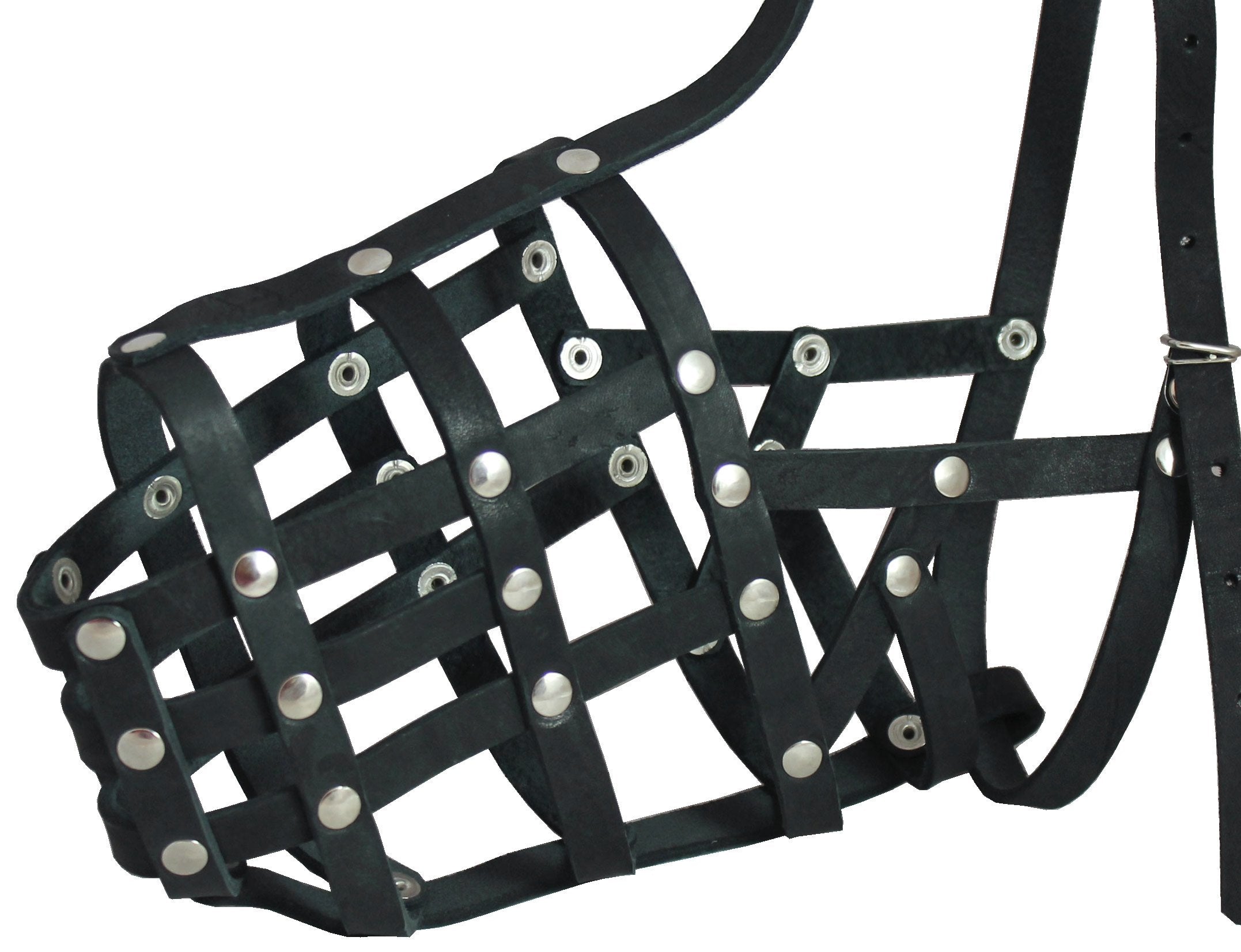 Secure Genuine Leather Mesh Dog Basket Muzzle - German Shepherd Male, (Circumference 13', Snout Length 5')