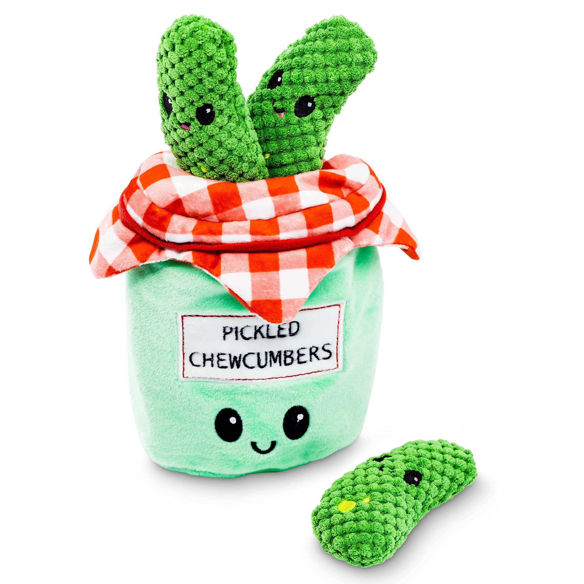 Pet Craft Supply Hide And Seek Plush Dog Toys Crinkle Squeaky Interactive Burrow Activity Puzzle Chew Fetch Treat Hiding Brain Stimulating Cute Funny Toy Bundle Pack -Pickles, For Medium Breeds
