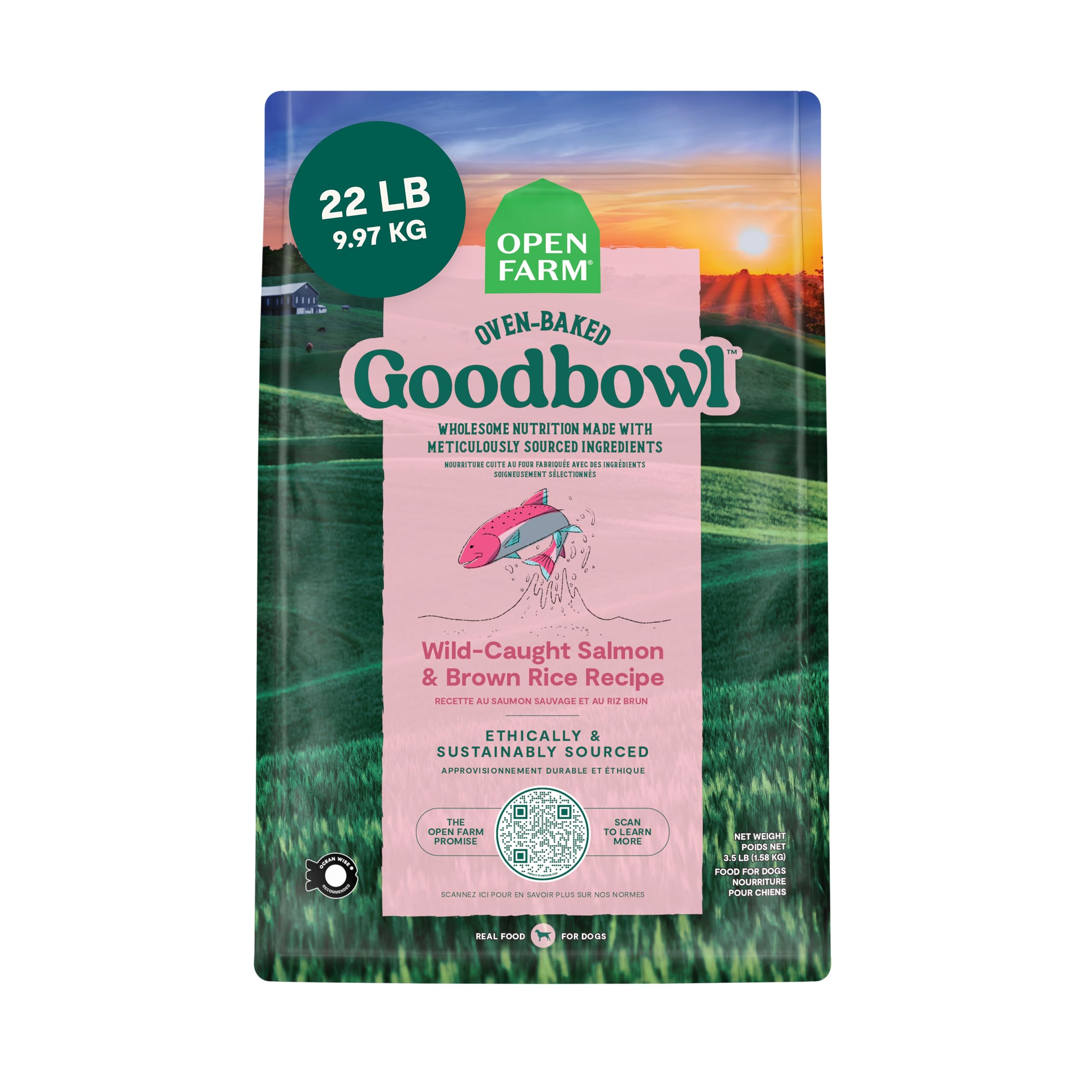 Open Farm Goodbowl, Oven-Baked Small Batch Dry Dog Food - Wild Caught Salmon & Brown Rice Recipe, Includes Non-GMO Produce & Gra