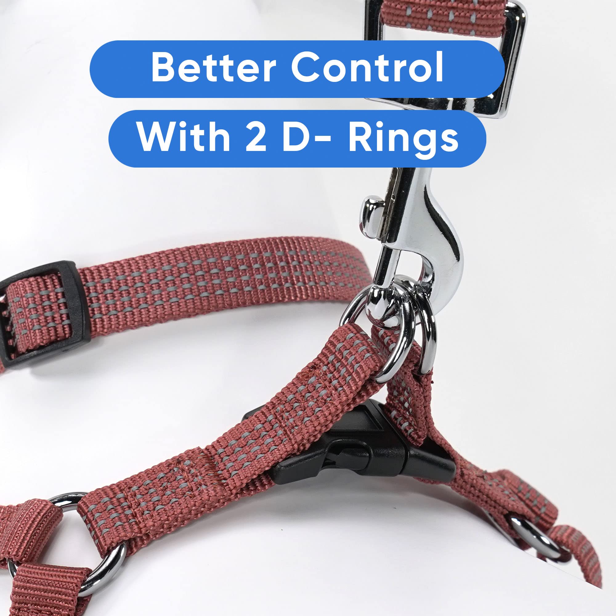 Pawtitas Reflective Step-in Dog Harness - Adjustable No-Pull Vest for Puppies to Seniors, Safe & Comfortable, S Marsala