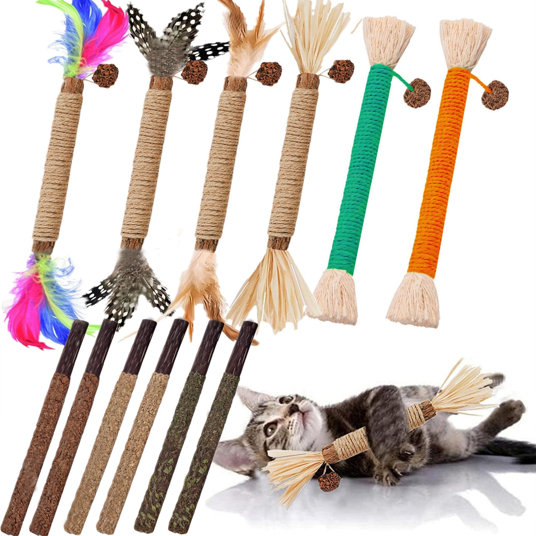 GREMBEB Cat Toys - 4 Pack Silvervine Chew Sticks for Dental Care & Interactive Play - Natural Wood for Cats, Kittens, Hamsters, and Rabbits