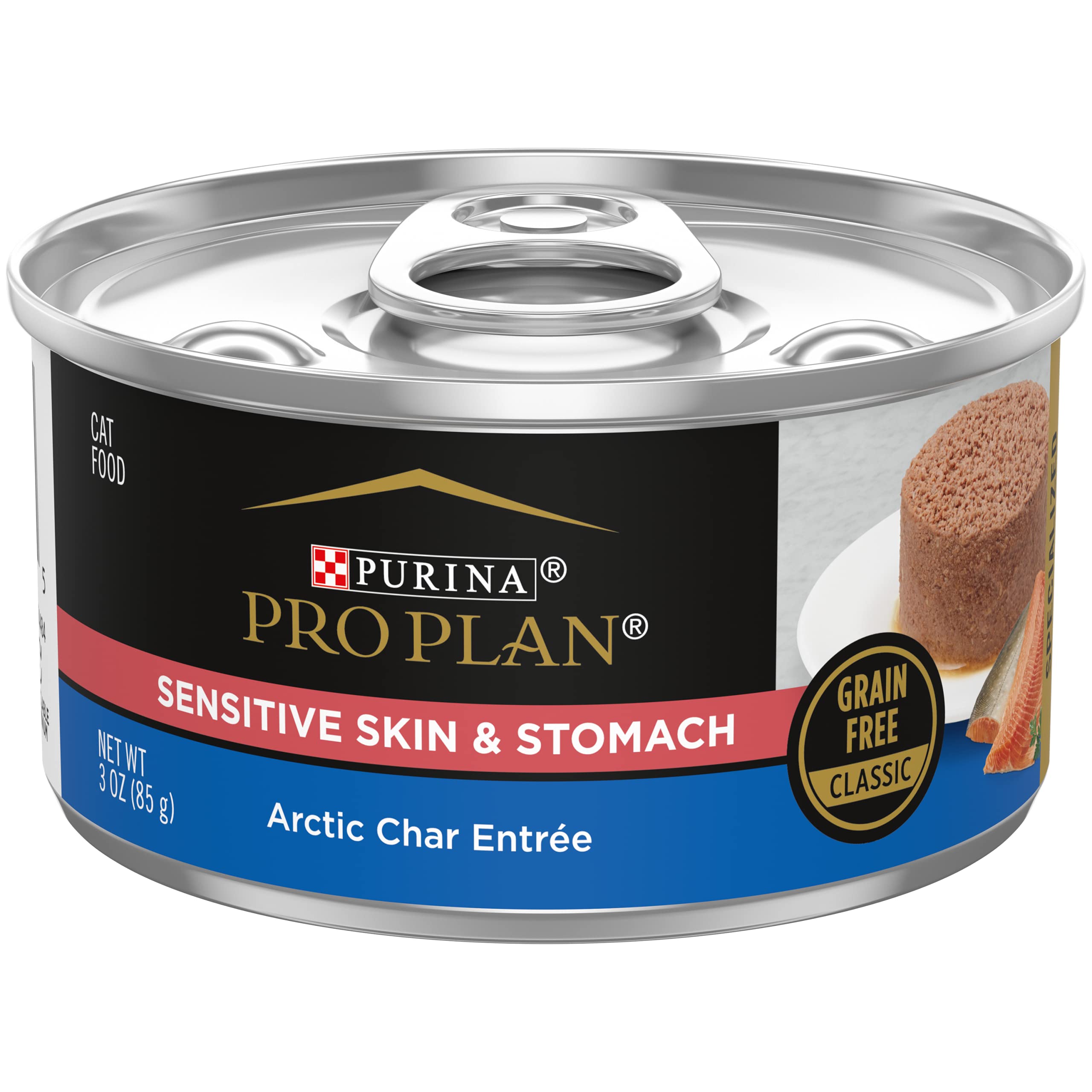 Purina Pro Plan Wet Cat Food, Sensitive Skin & Stomach Arctic Char, 3 oz (Pack of 24), Brown