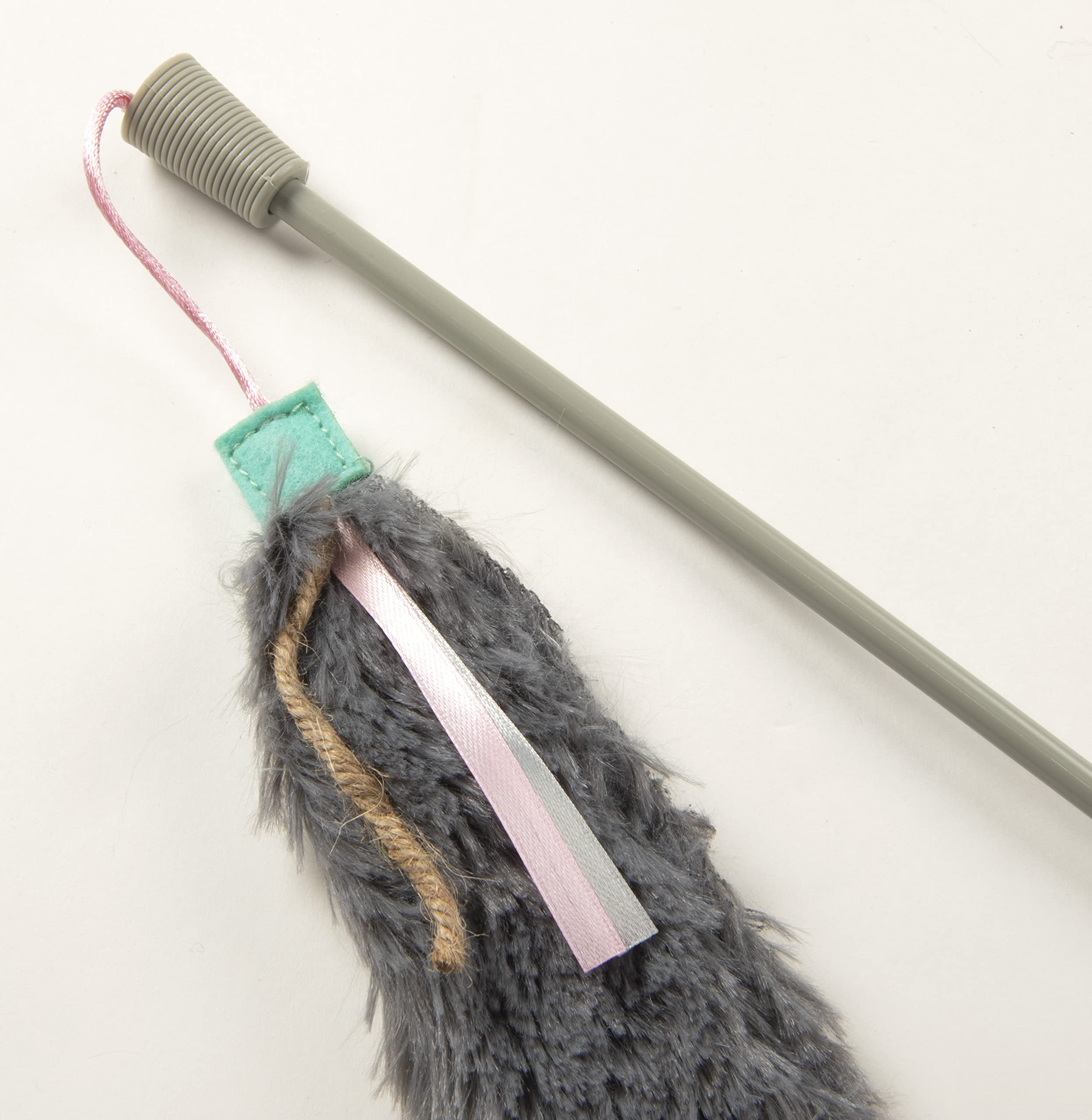 Smartykat Crazy Catch 3-Part Breakaway Wand Cat Toy - Green/Yellow/Gray, One Size