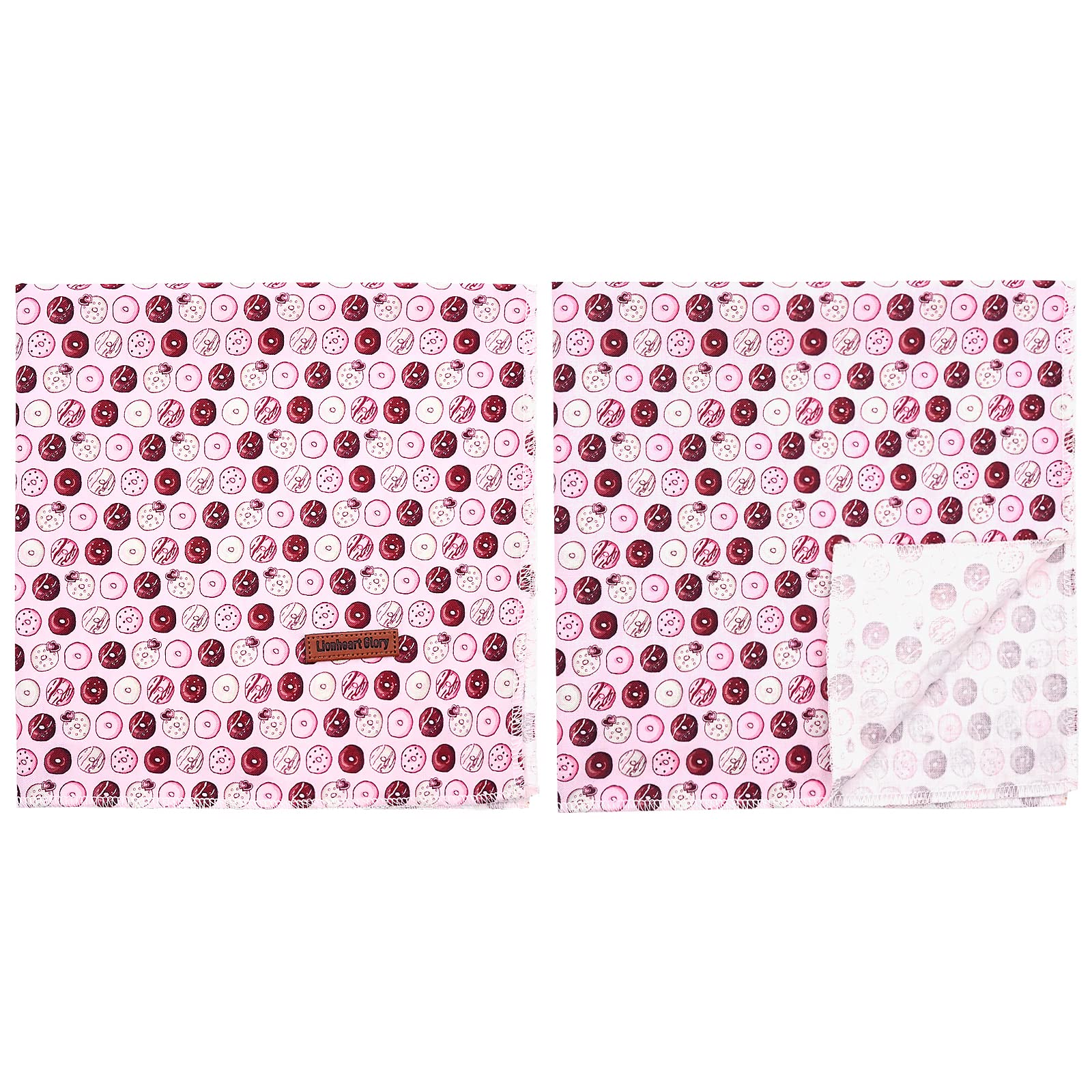 Lionheart Glory Pink Doughnuts Dog Bandana 1 Pack Washable Soft Dog Scarf, Square Adjustable Dog Bandanas For Small Dogs
