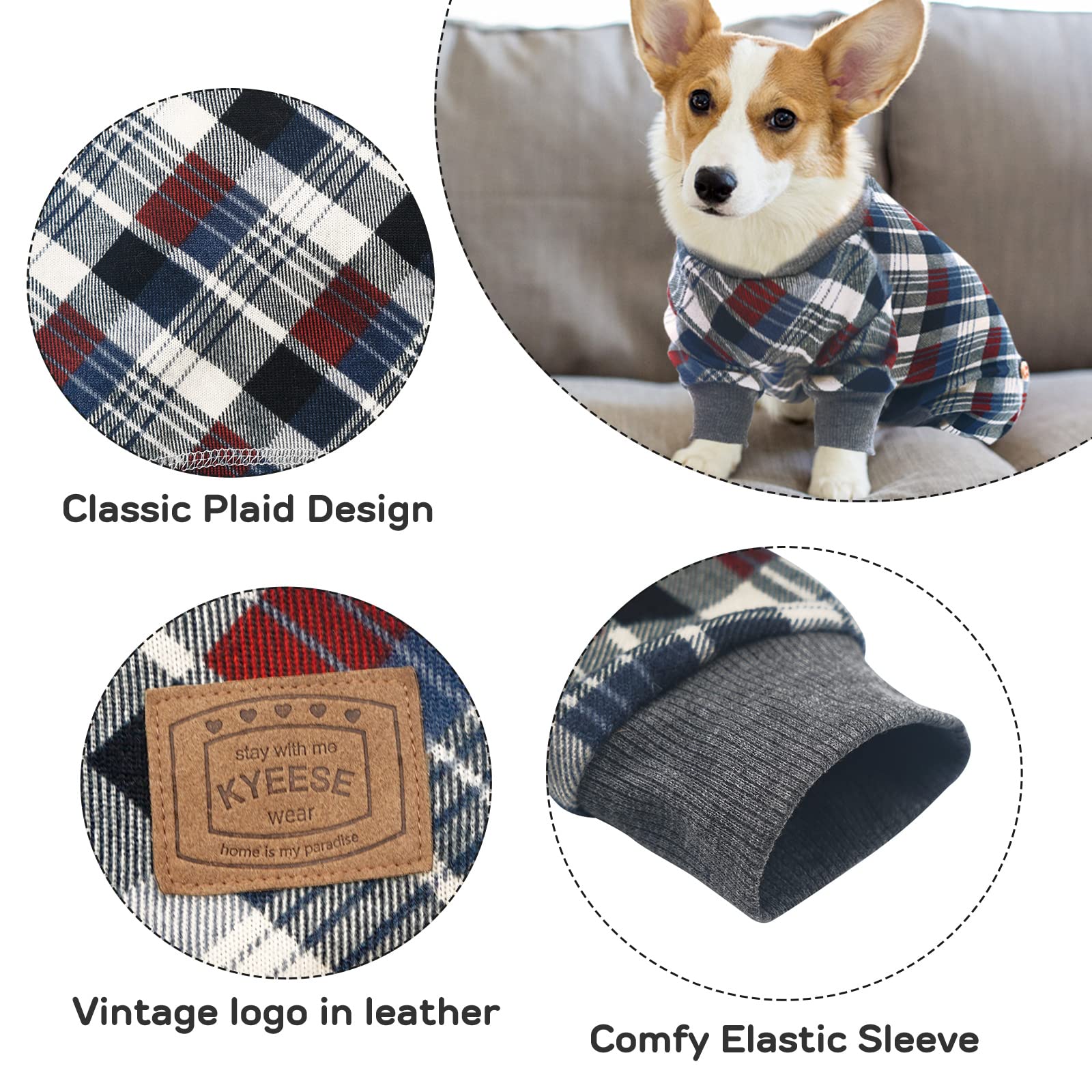 Kyeese Dogs Pajama For Medium Dogs Plaid Soft Material Lightweight Dog Pajamas Onesie