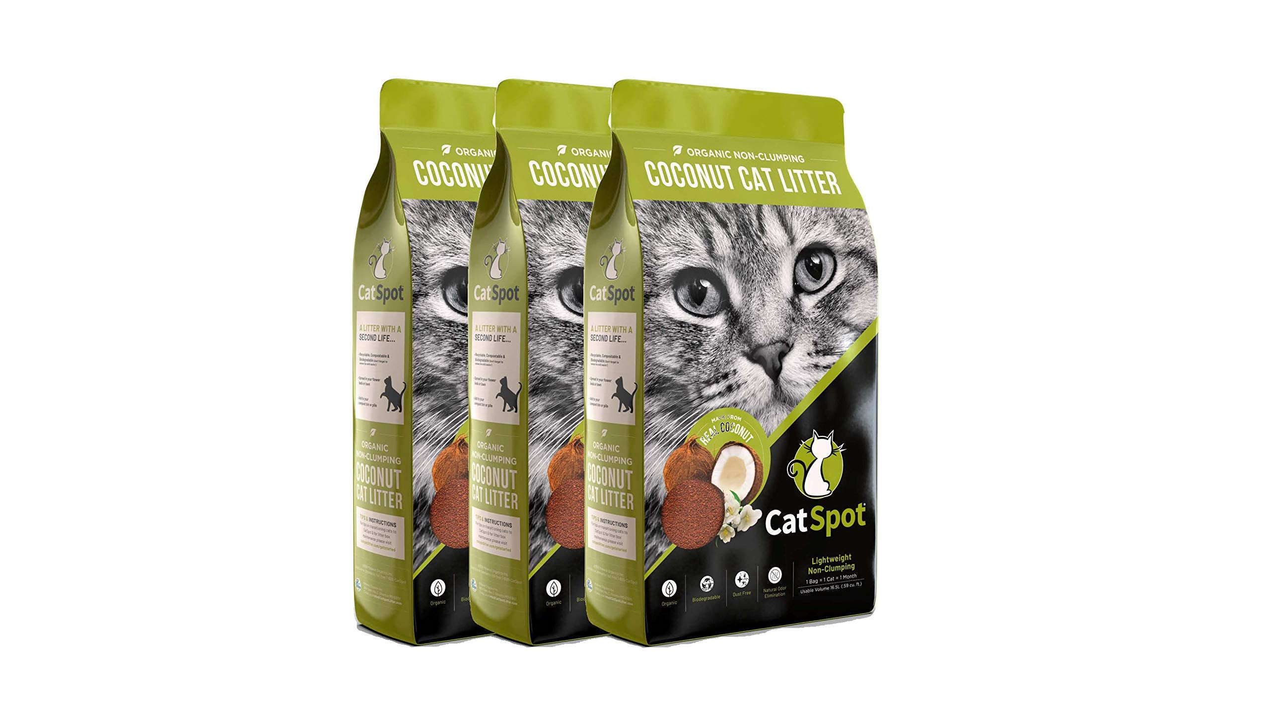 Catspot Non-Clumping Litter: Coconut Cat Litter, All-Natural, 100% Organic, Biodegradable, Lightweight & Dust-Free (Non-Clumping