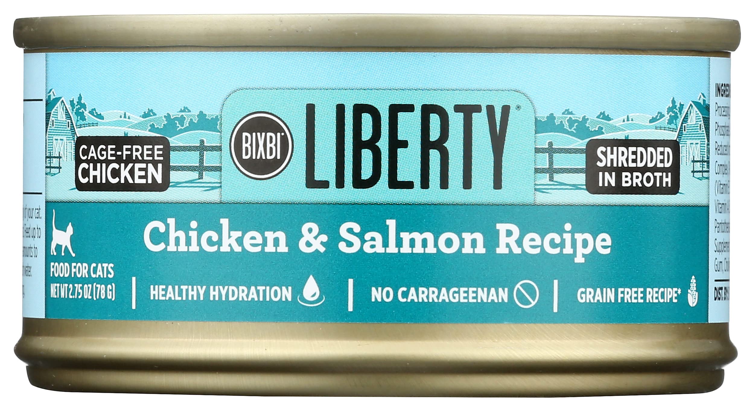 BIXBI Liberty Canned Wet Cat Food - Grain Free, Chicken and Salmon Recipe in Broth, 2.75 Ounce (Pack of 24)