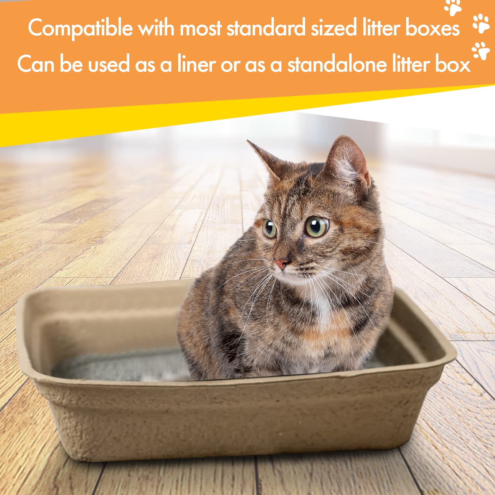 Animaru Disposable Litter Boxes - Large 8-Pack, Brown, Paper, Model ANI-DCLB-1