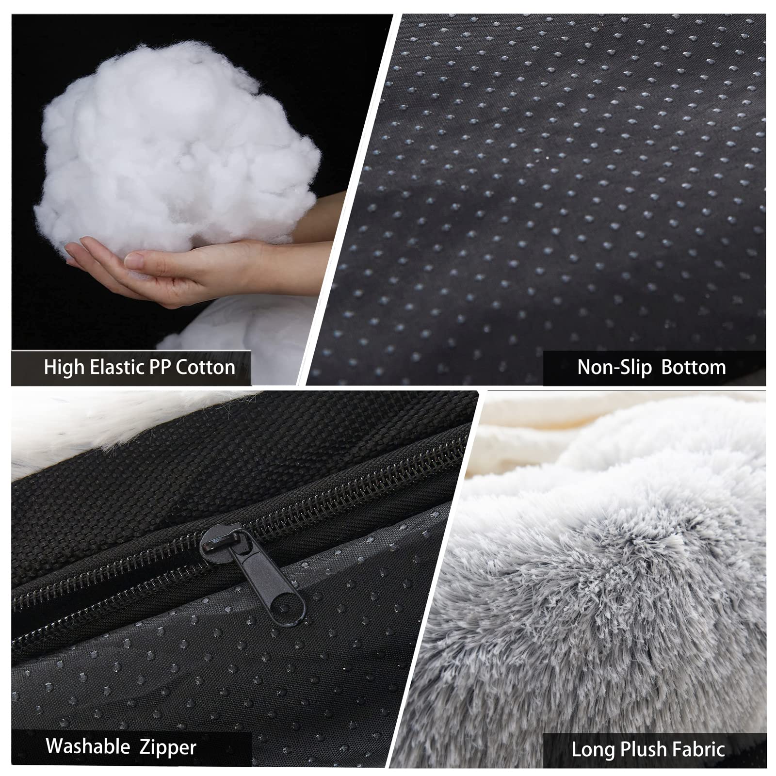 Dekeyoo Pet Couch Protector, Waterproof Calming Dog Bed Plush Mat, Pet Furniture Cover with Soft Neck Bolster, Machine Washable