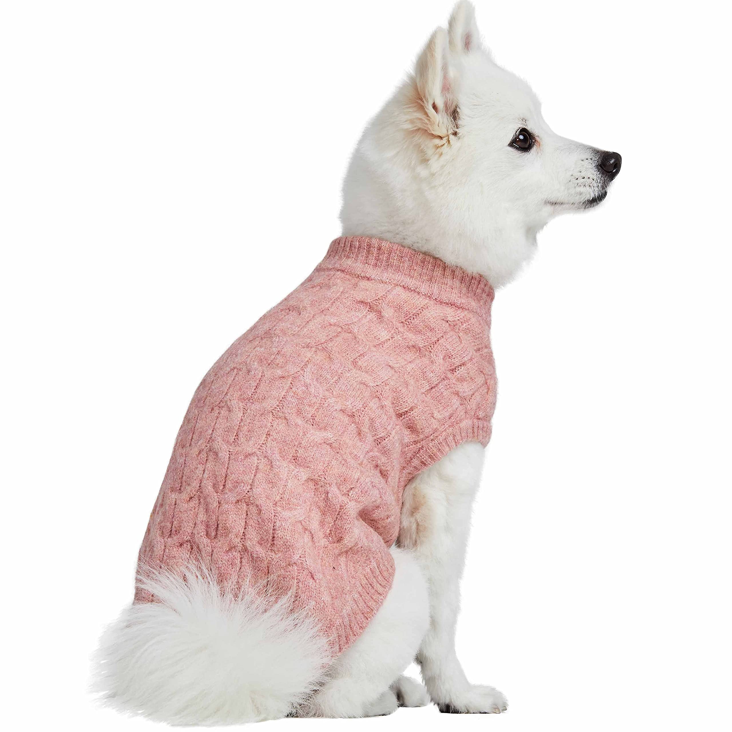 Blueberry Pet Dog Sweater - Classic Fuzzy Knit Pullover Crew-Neck, 22'' Back Length, Pink Large Dog Sweater, Fall Dog Sweater, P
