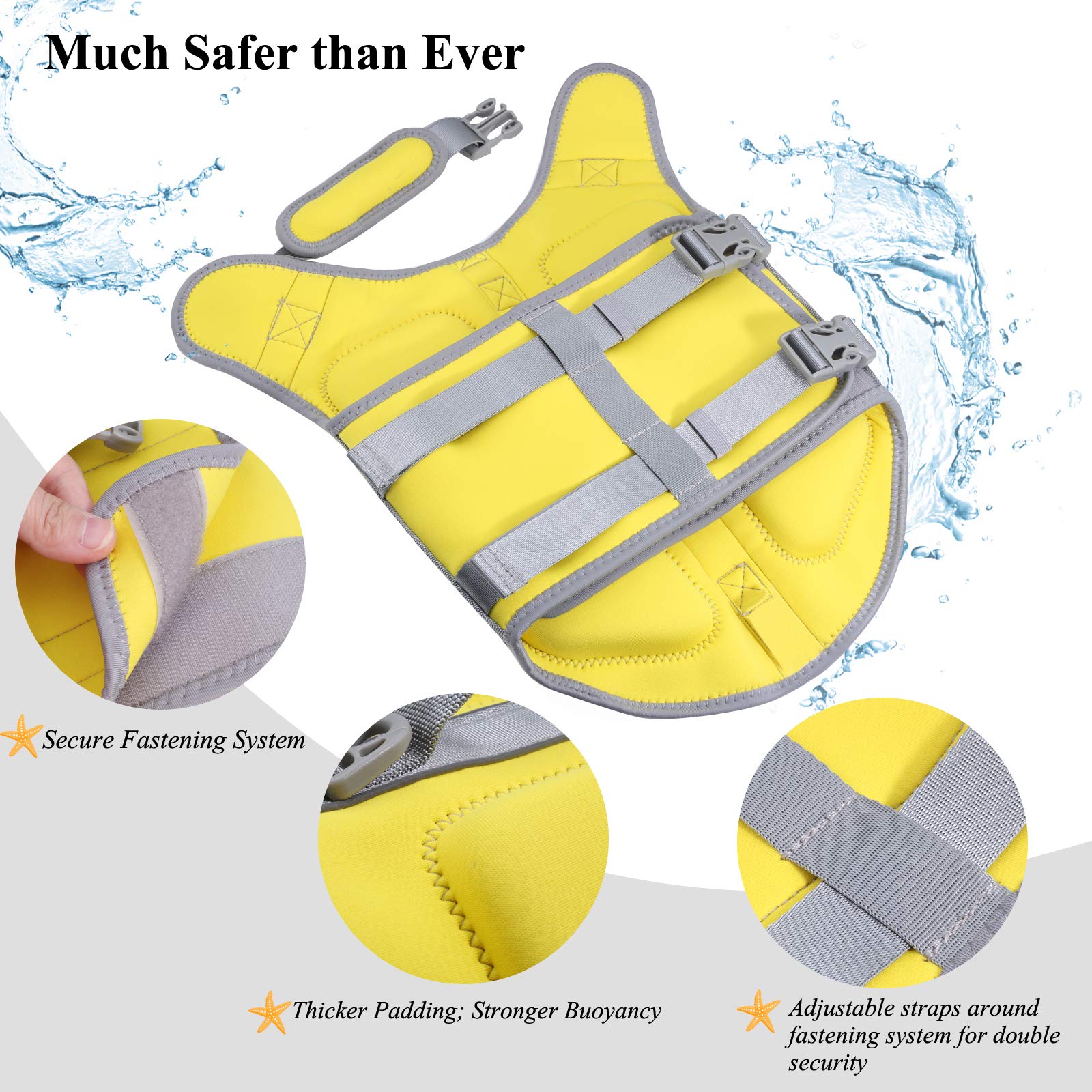 Vivaglory Dog Life Jacket, Dog Life Vest For Swimming & Boating, Neoprene, Yellow, Xsmall