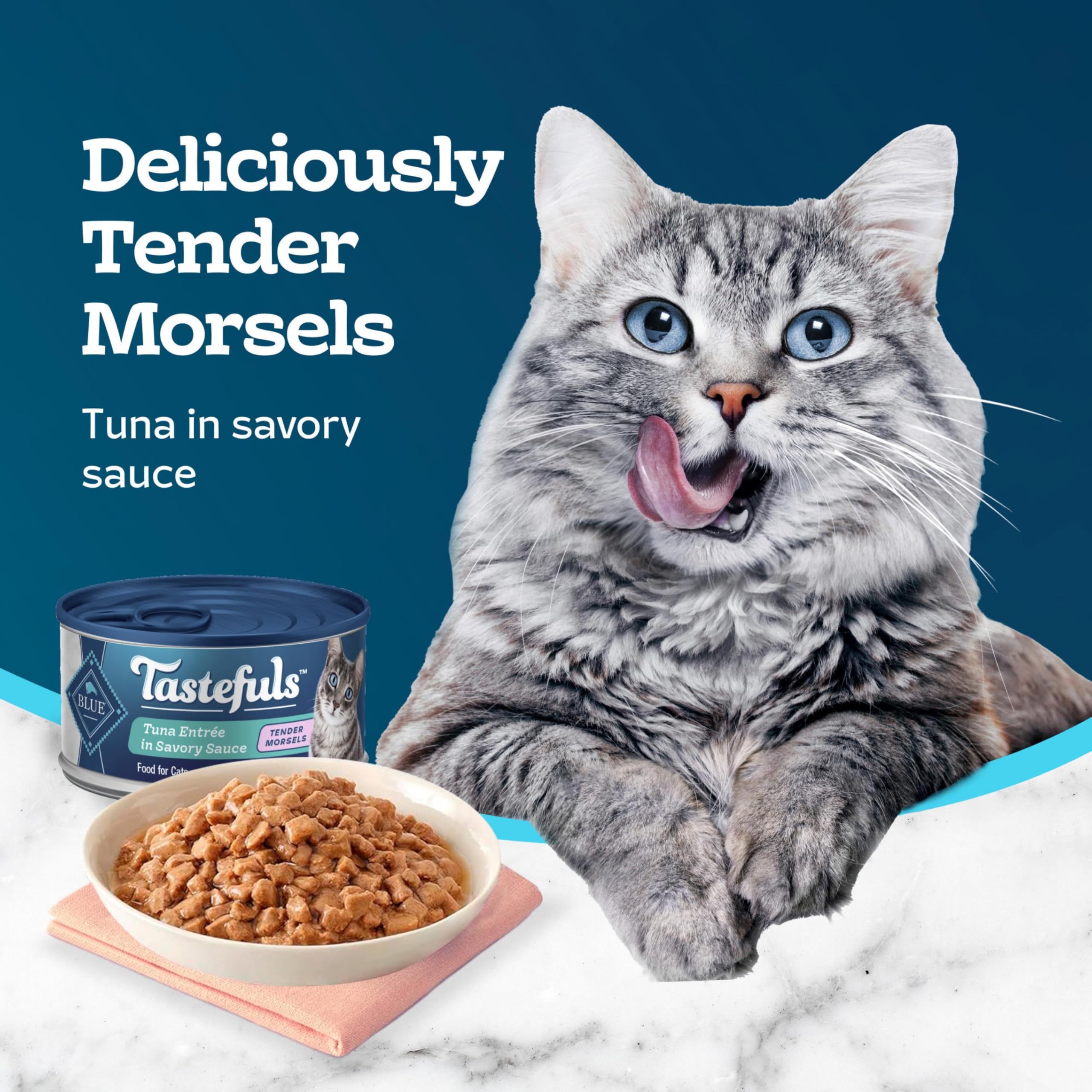 Blue Buffalo Tastefuls Wet Cat Food, Tuna, 3-oz Cans, 24 Count, Natural Ingredients
