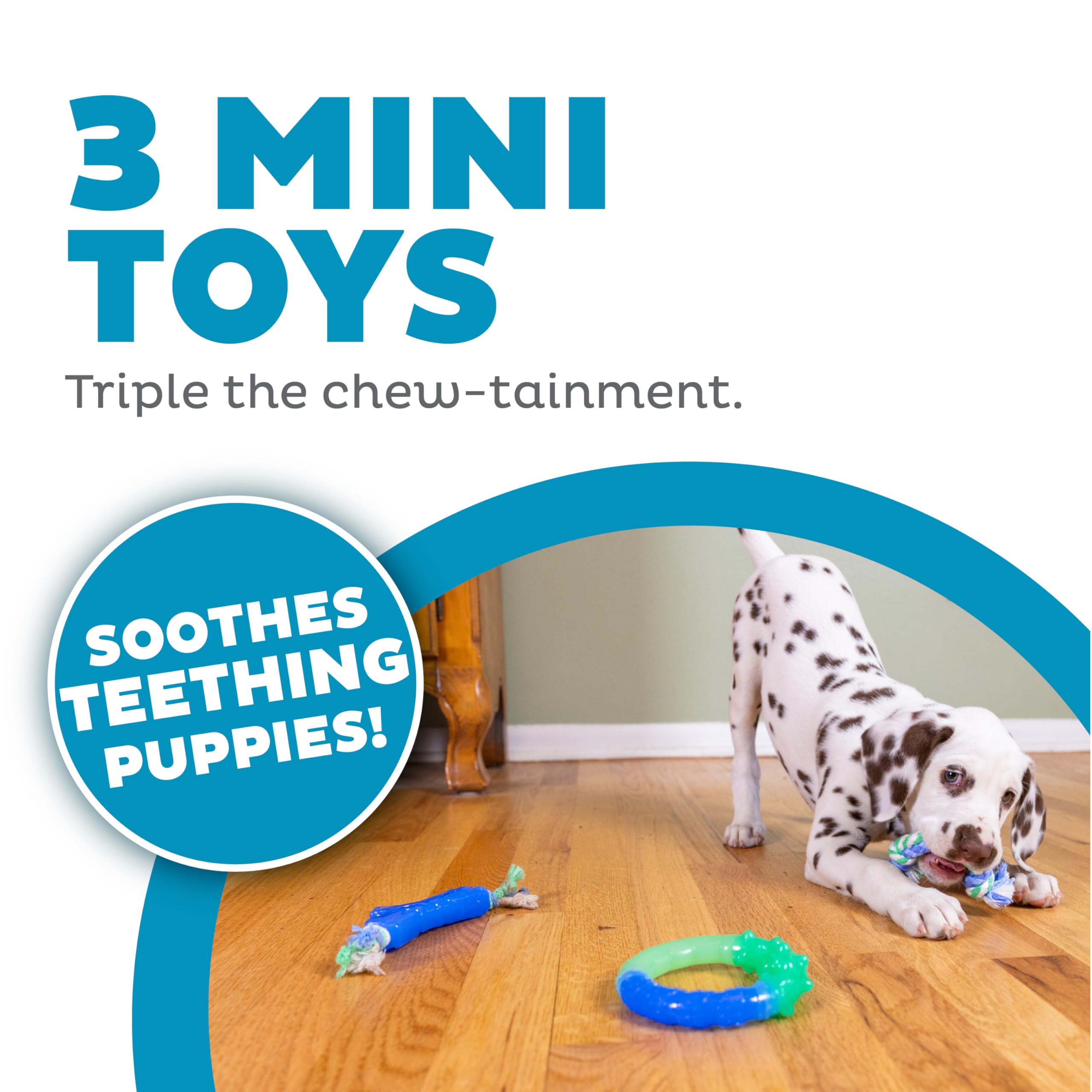 Outward Hound Orka Puppy Dental Chew Toys For Small Dogs & Teething Puppies - 3 Pack