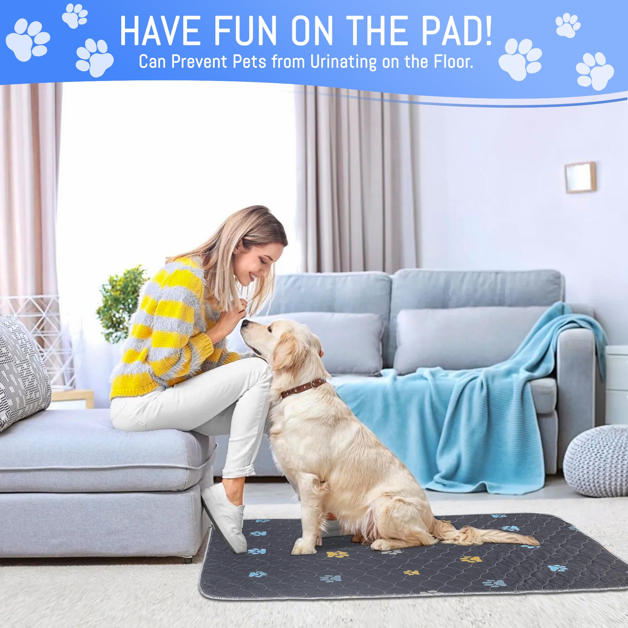 Aitmexcn Washable Puppy Dog Pee Pad, 2Pcs 100% Waterproof Whelping Training Mat For Puppy/Senior Dog, Fast Drying Reusable Puppy Pads For Indoor, Outdoor And Car Travel- 36'' X 36''