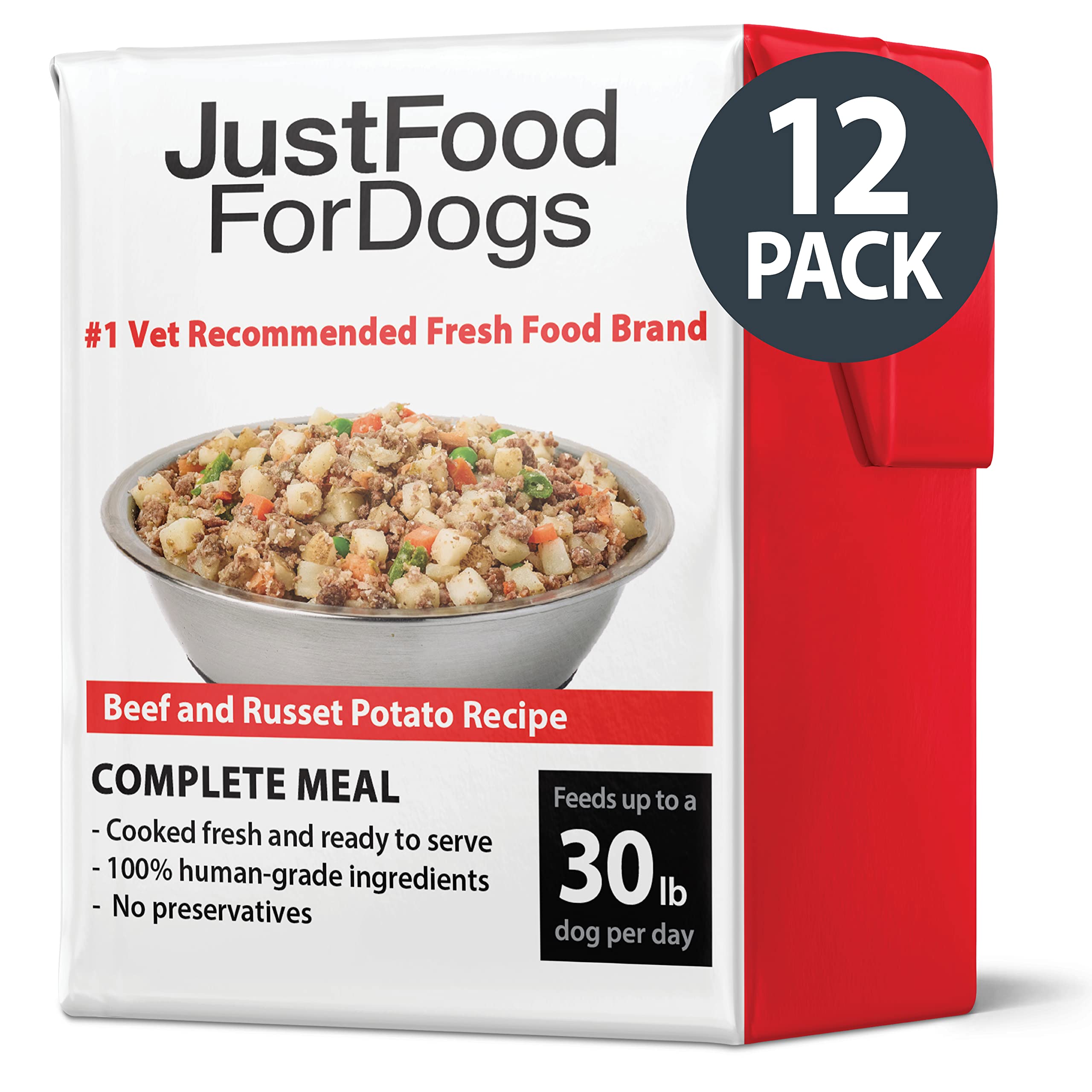 JustFoodForDogs Pantry Fresh Wet Dog Food, Complete Meal or Dog Food Topper, Beef & Potato Human Grade Dog Food Recipe - 12.5 oz