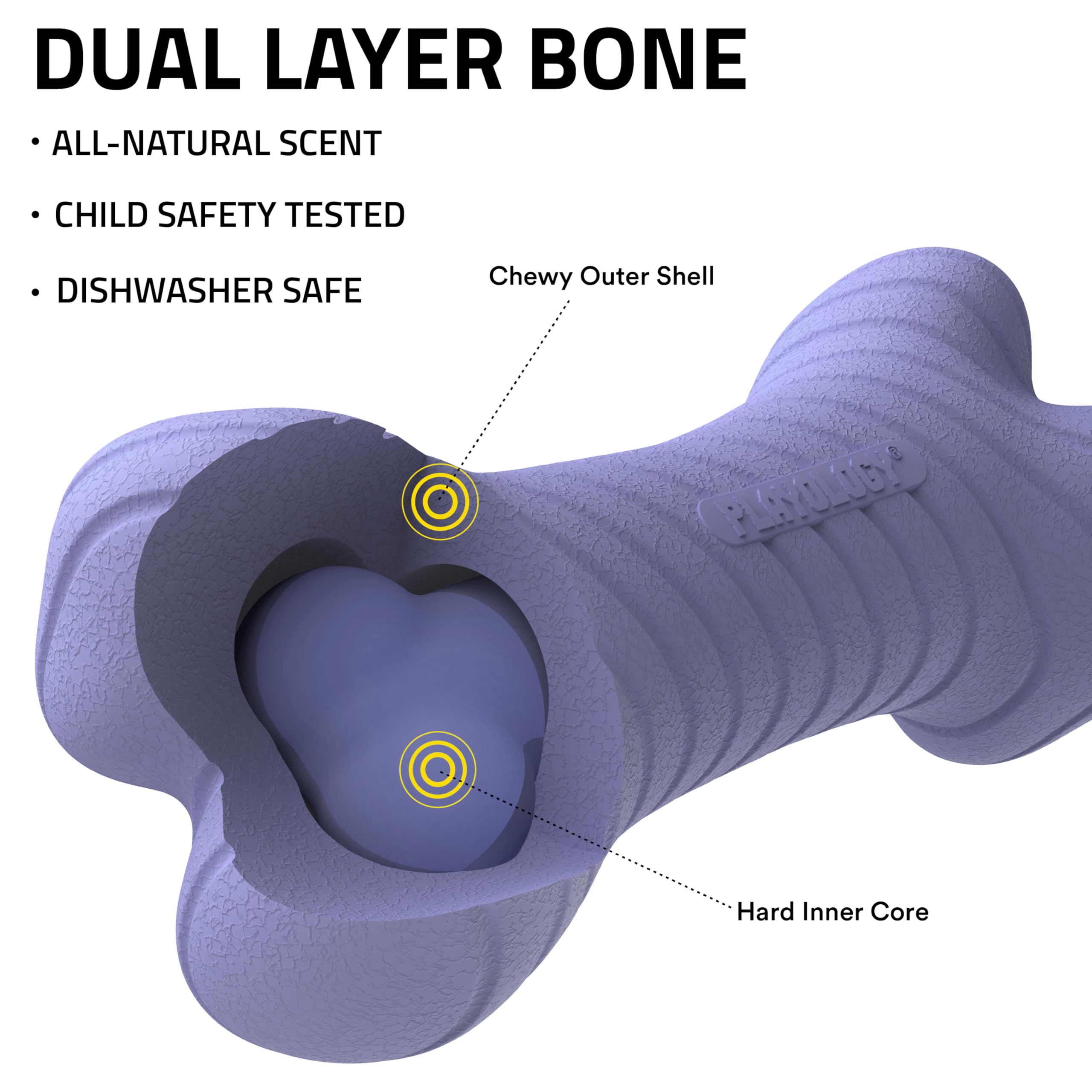 Playology Dog Toys | Dual Layer Bone Durable Chew Toy Bone for Dogs (Value 2-Pack) | Small Blueberry Scented Toy - Easy to Clean