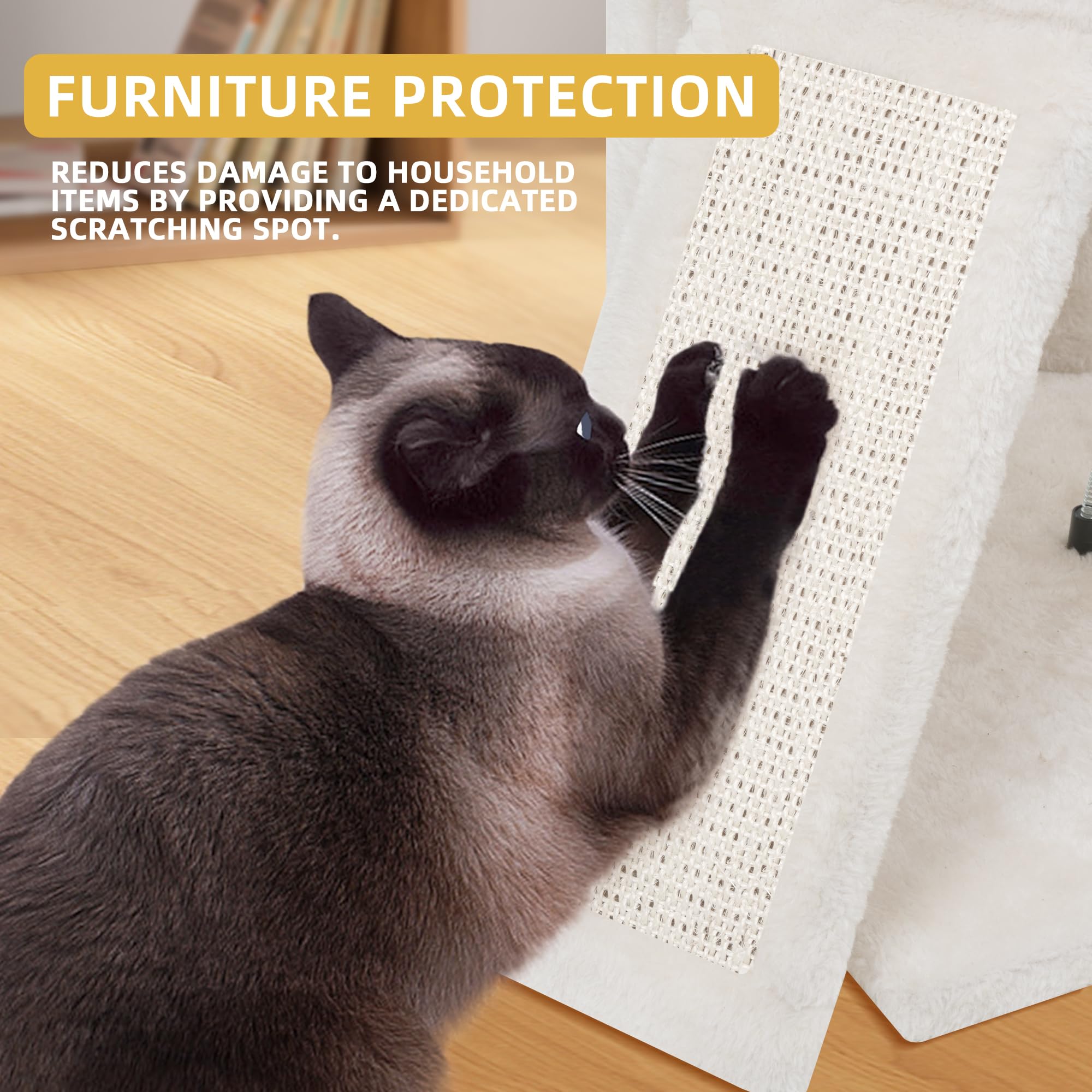 HUITREE Cat Tree Tower 45in with Condo, Scratching Post & Toys, Beige, Model 331