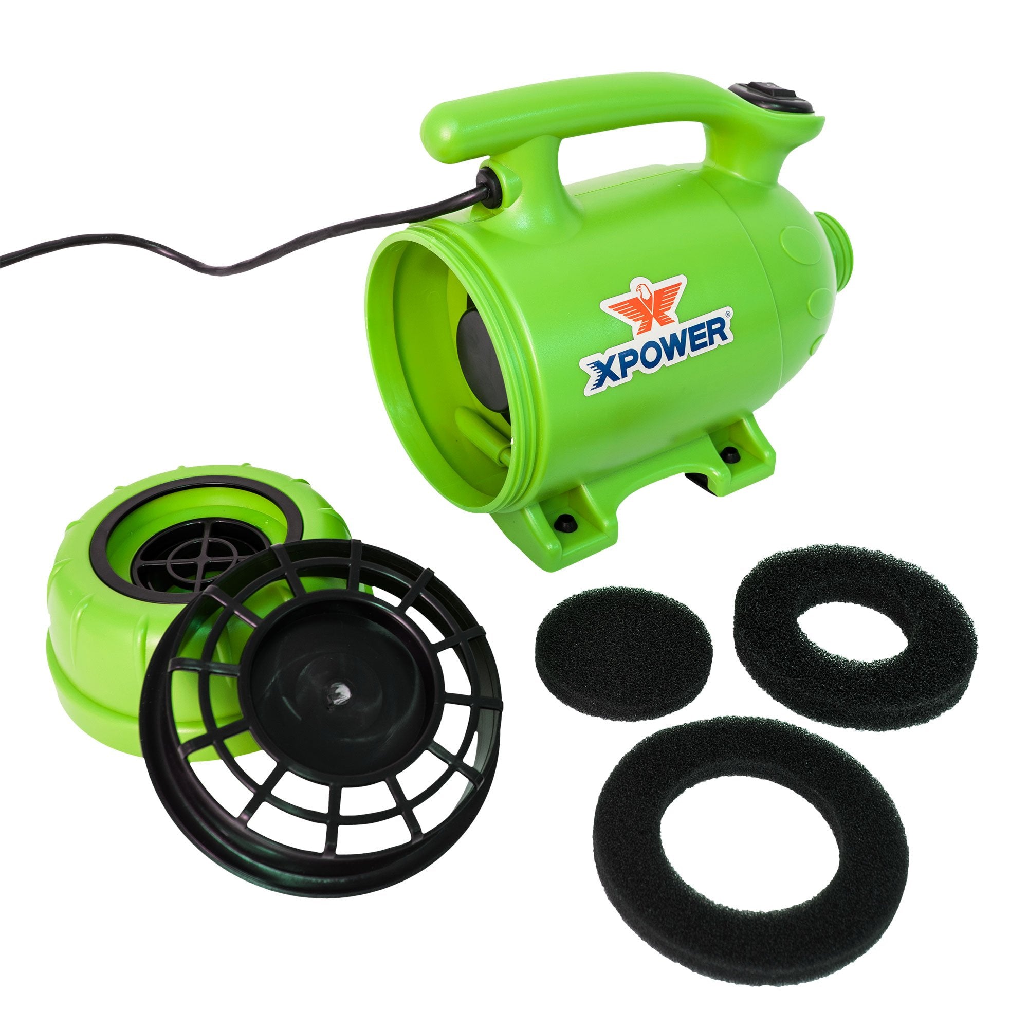 XPOWER B-2 2 HP Pro-at-Home 2-in-1 Pet Force Dryer and Vacuum, Green