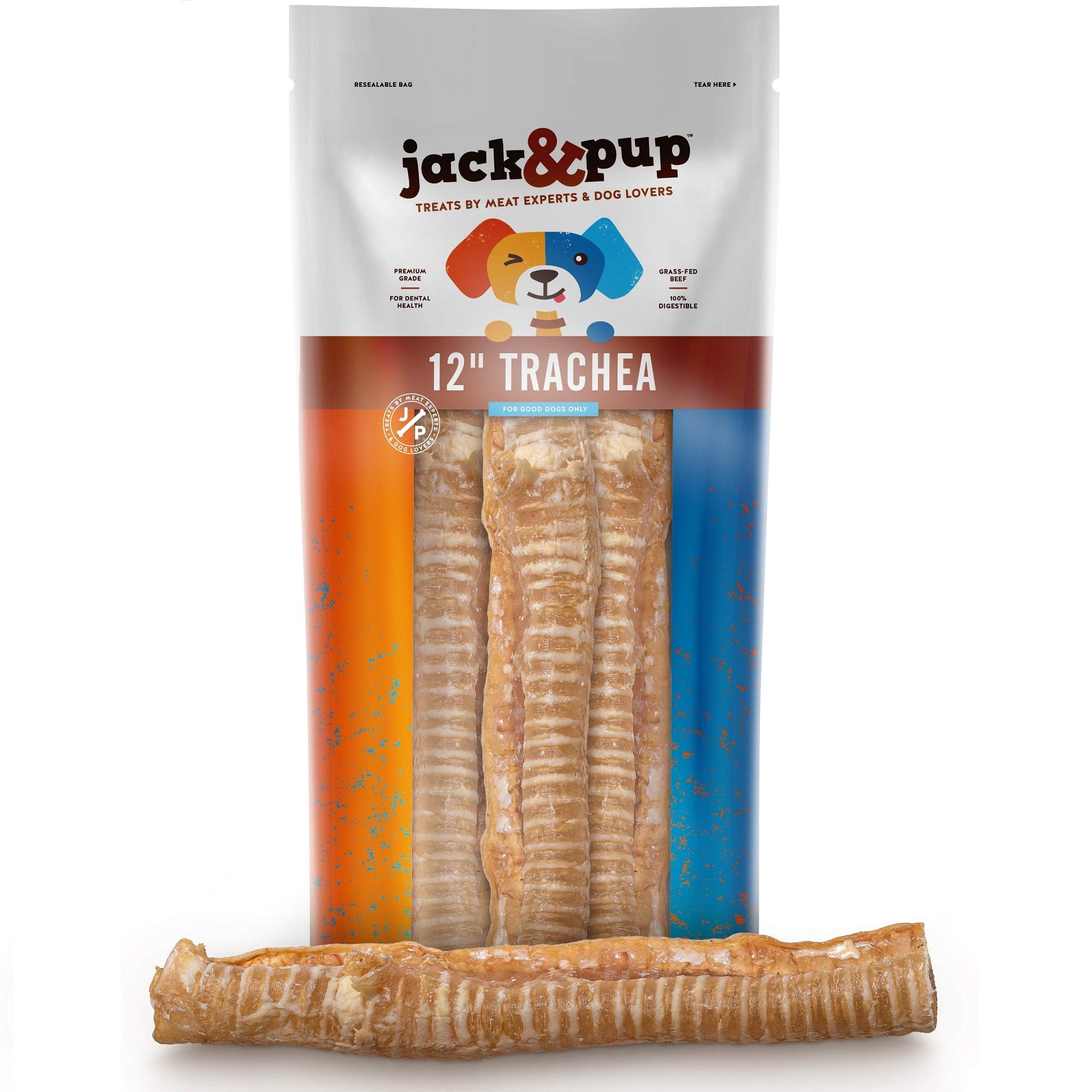 Jack&Pup 6 Inch Trachea Dog Chew | Single Ingredient Beef Trachea Treats for Dogs | Naturally Rich in Glucosamine and Chondroiti
