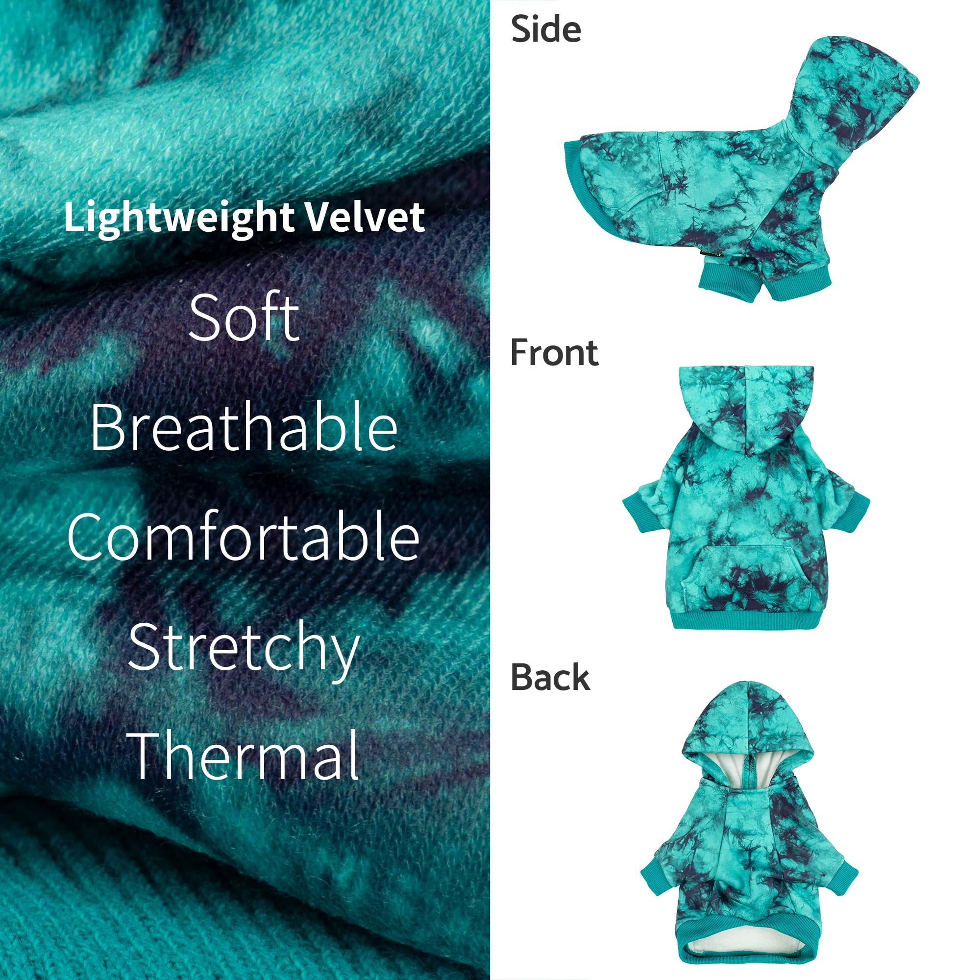 Fitwarm Fleece Dog Hoodie, Tie Dye Dog Winter Clothes For Small Dogs Girl Boy, Lightweight Pet Hoodie, Doggy Sweatshirt With Hoo