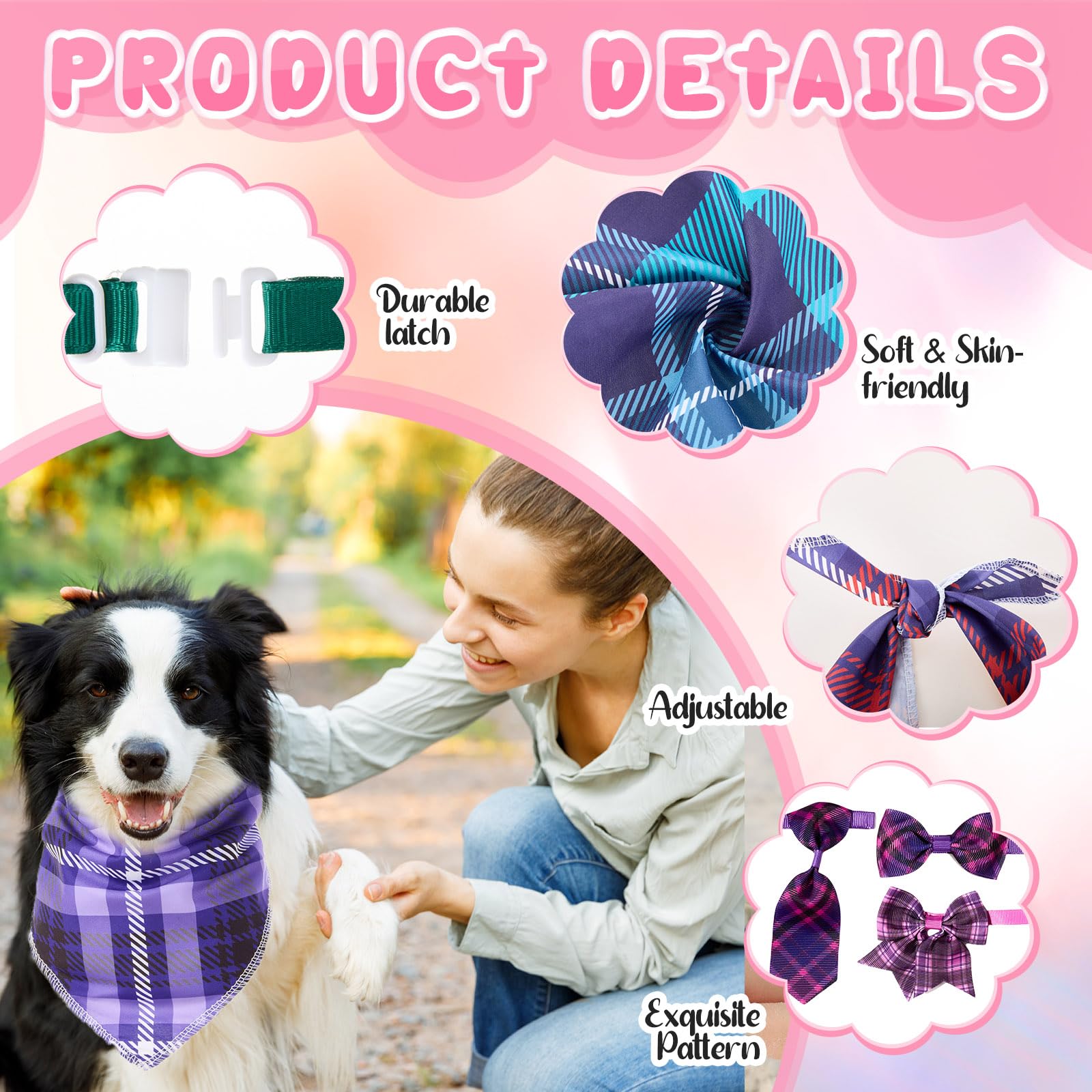Reginary 120 Pcs Plaid Dog Bandanas Bulk Dog Bows Set Bow Ties Cat Scarf Colorful Washable Triangle Pet Kerchief Cute Bib For Su