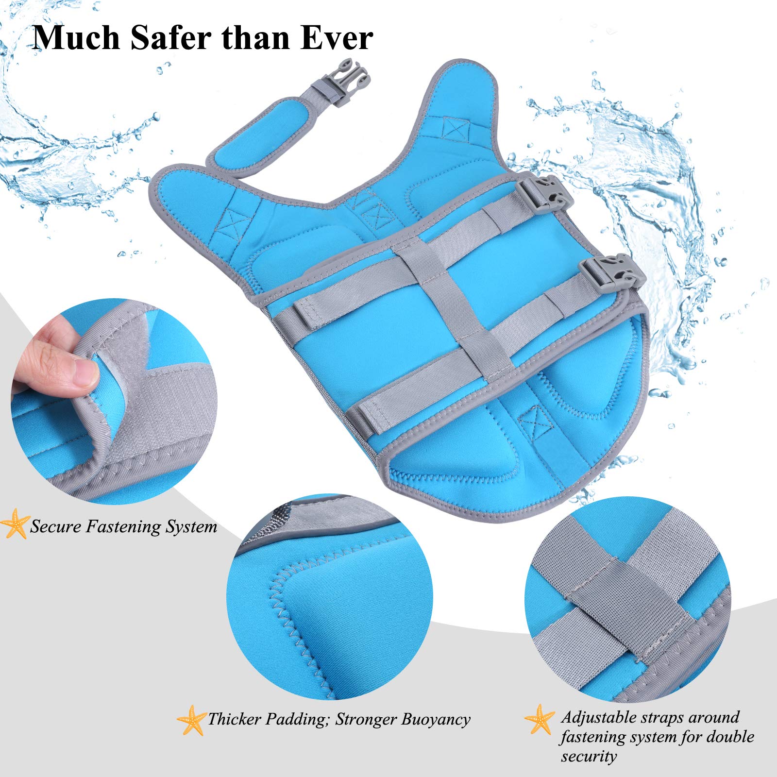 Vivaglory Lightweight Dog Life Jacket, Pet Life Preserver Life Vest Skin-Friendly Neoprene For Small Dogs With D-Ring And Quick