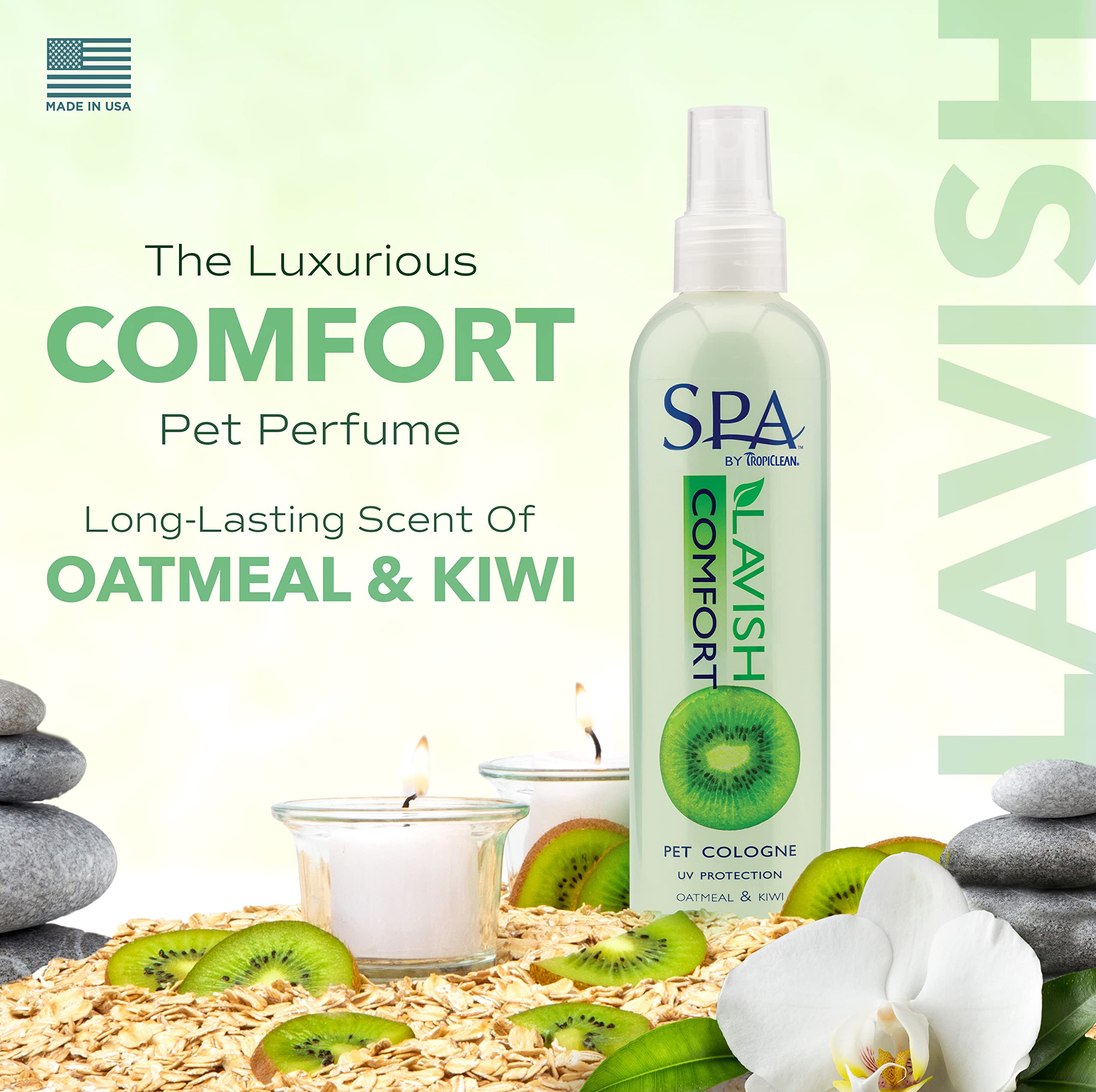 Tropiclean Spa Comfort Dog Cologne Spray Long Lasting | Kiwi Scented Dog Deodorizing Spray | Naturally Derived Salon Grade Ingre