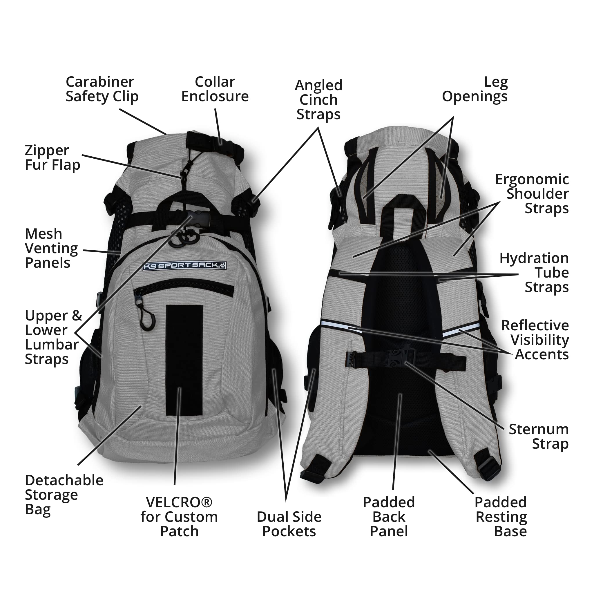 K9 Sport Sack | Dog Carrier Adjustable Backpack (Large, Plus 2 - Jet Black)