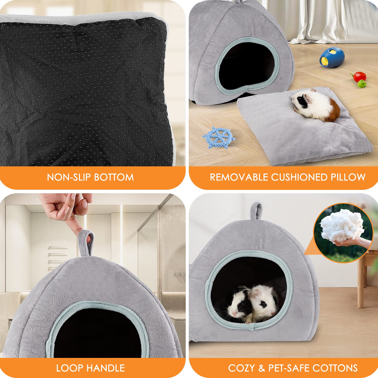 Oneju Guinea Pig Bed, Guinea Pig Hideout, Rabbit Bed, Bunny Hideout, Guinea Pig Cage Accessories For Guinea Pig, Bunny, Hamster,