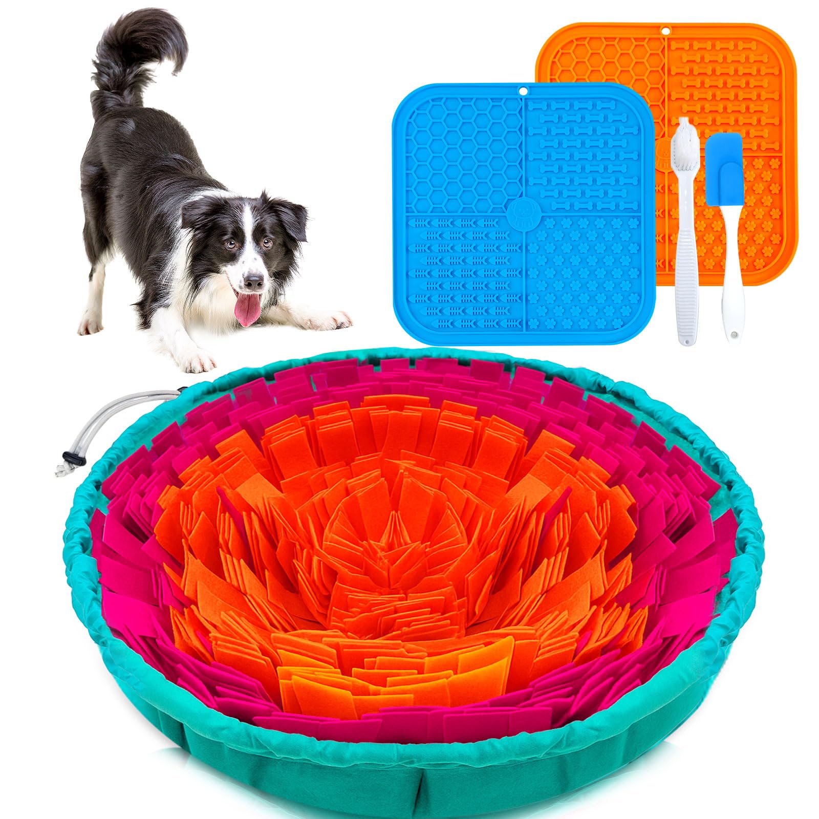 UETZLTB Dog Snuffle Mat and Lick Mats Set, Interactive Dog Enrichment Puzzle Toys for Puppy Small Medium Large Breed Dogs Cats, 