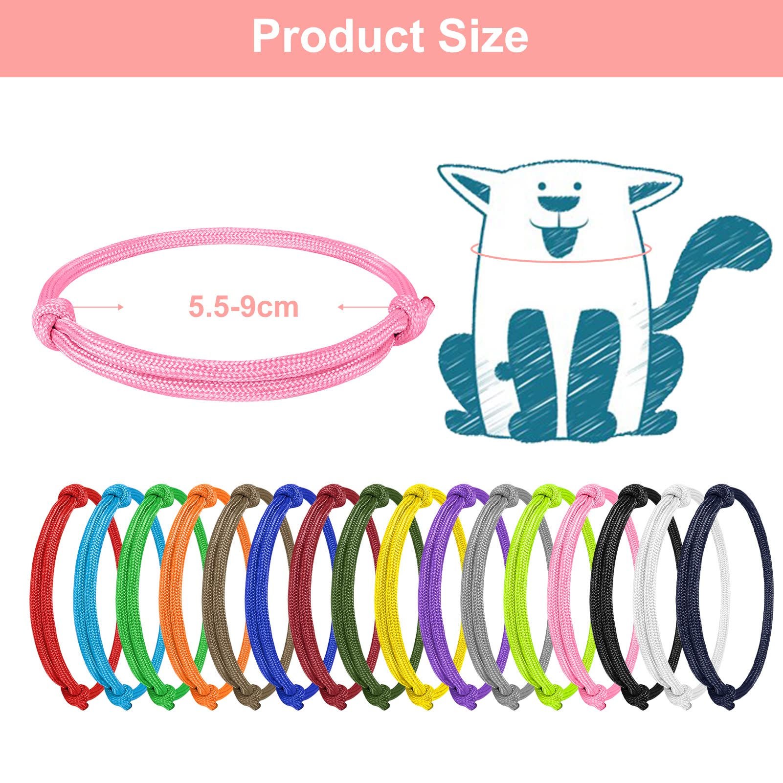 Boumusoe 16Pcs Puppy Id Collars Whelping Collars Adjustable Puppy Id Bands Identification Puppy Collar For Dog Kitten Newborn Pet, Multi Coloured
