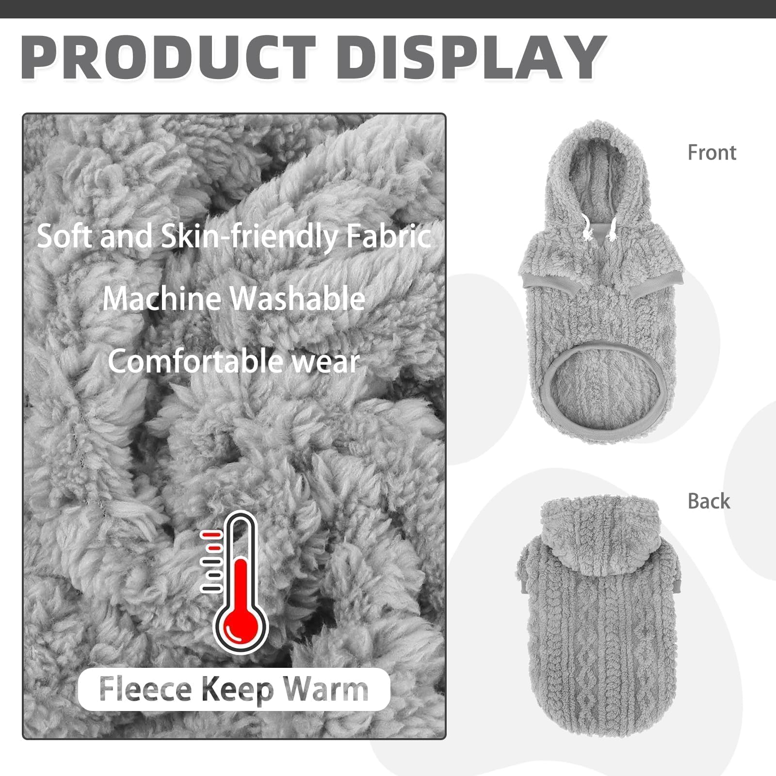 Kooltail Fleece Dog Sweater Hoodie For Small Medium Large Dogs - Super Soft Fall Dog Clothes Knitted Sweatshirt With Leash Hole,