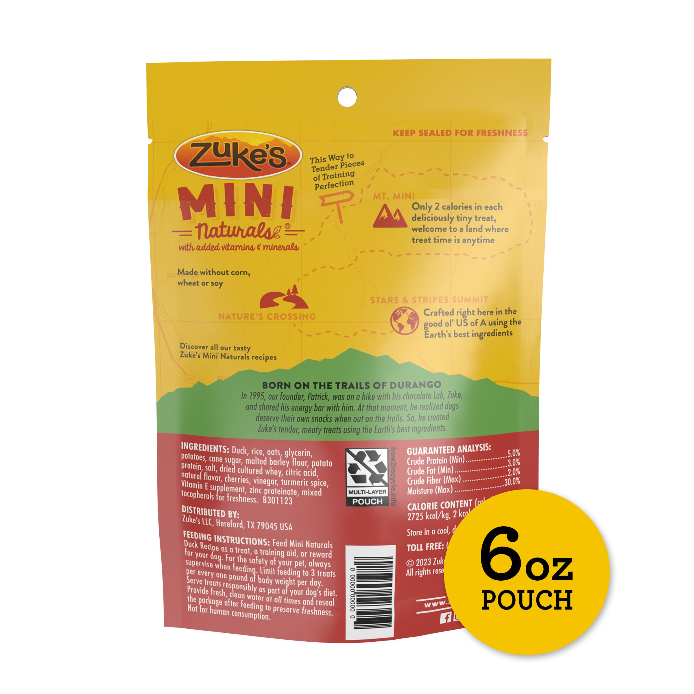 Zukes Mini Naturals Soft Dog Treats for Training, Soft and Chewy Dog Training Treats with Duck Recipe