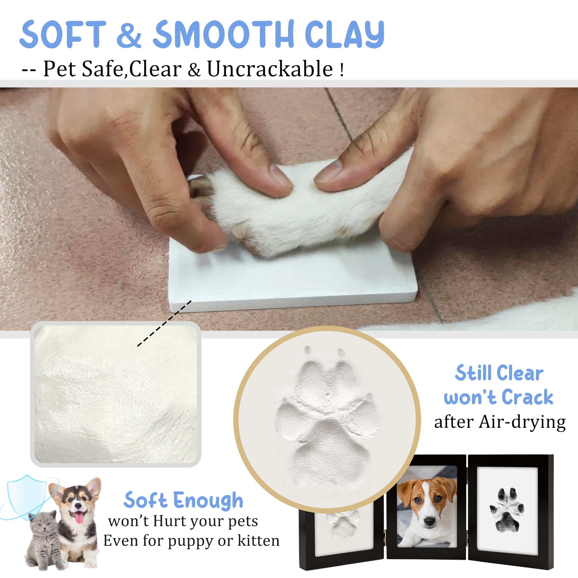 Mypawlets Ink&Clay Paw Print Kit Keepsake,Inkless Ink Pad & Soft Clay For Dogs/Cats Paw Prints,Pet Paw Print Impression Kit,Paw