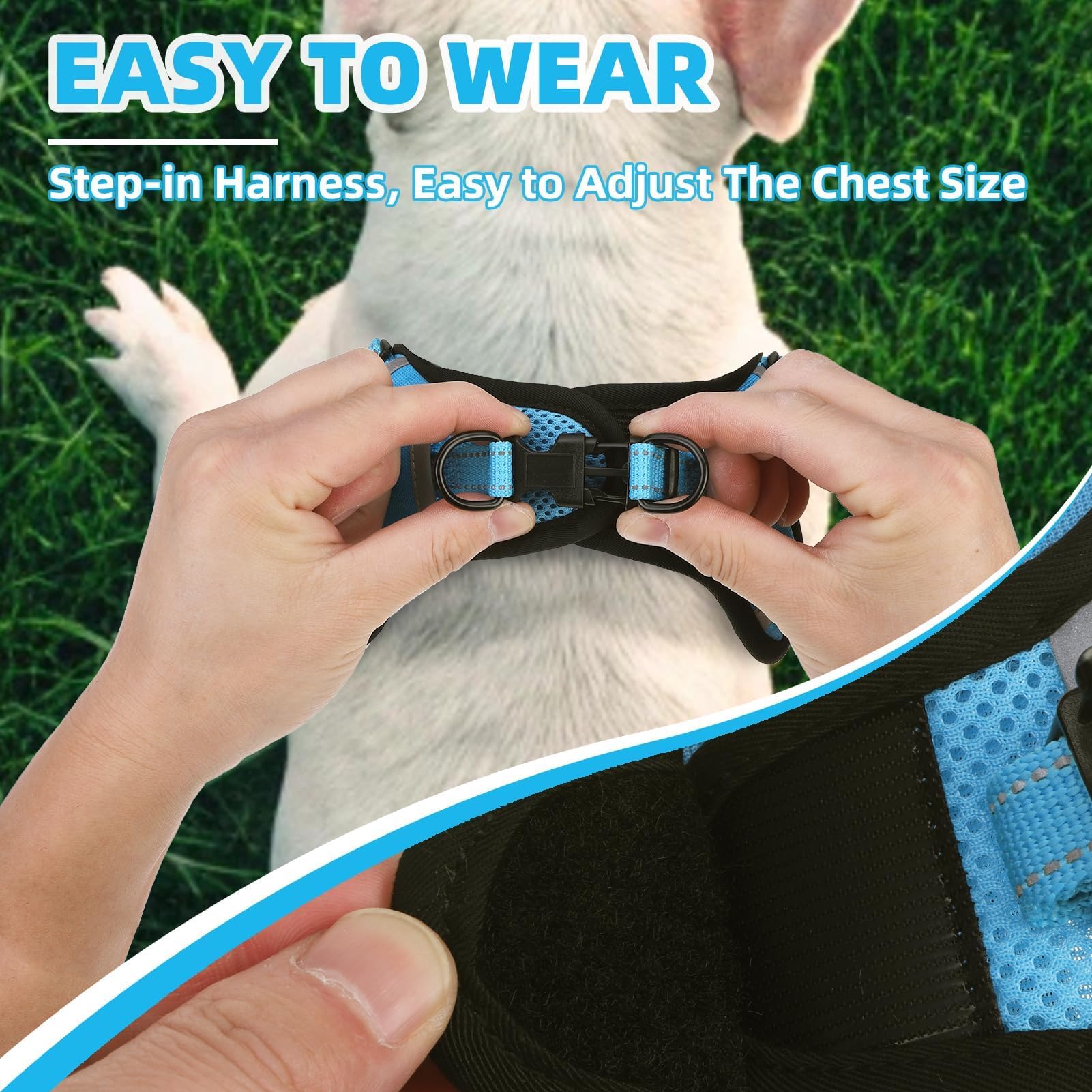 Pupteck No Pull Dog Harness Medium Sized Dog, Adjustable Reflective Escape Proof Easy Control, Comfortable Soft Padded Step In P