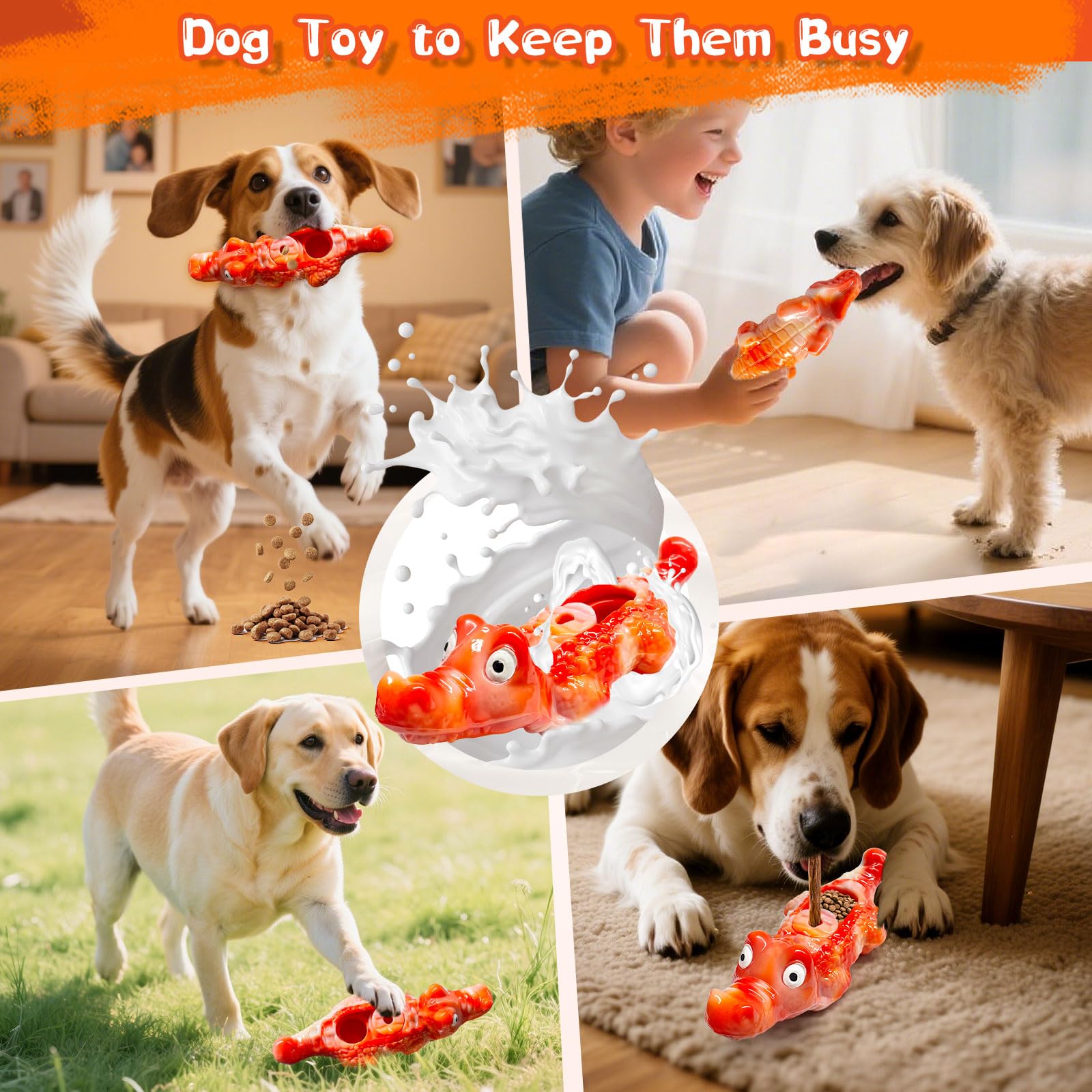 BellaWagg Dog Toy for Aggressive Chewers:Tough Almost Indestructible Chew Toys for Medium & Large Breeds,Treat Dispensing Dog Pu