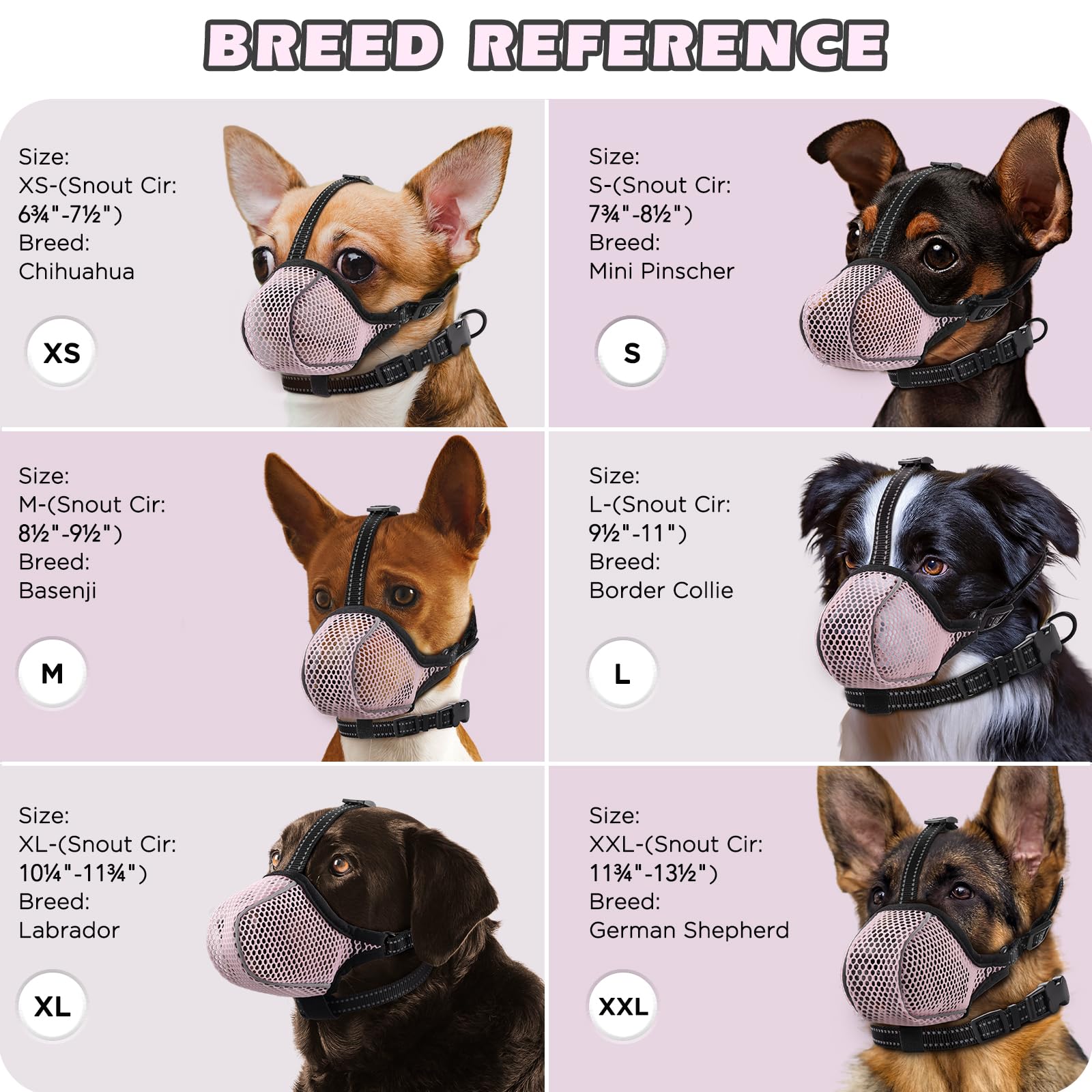 BONTHEE Dog Muzzle - Soft Mesh Adjustable Muzzle for Small to Large Dogs, Pink, Size M, Breathable for Grooming, Biting, Chewing