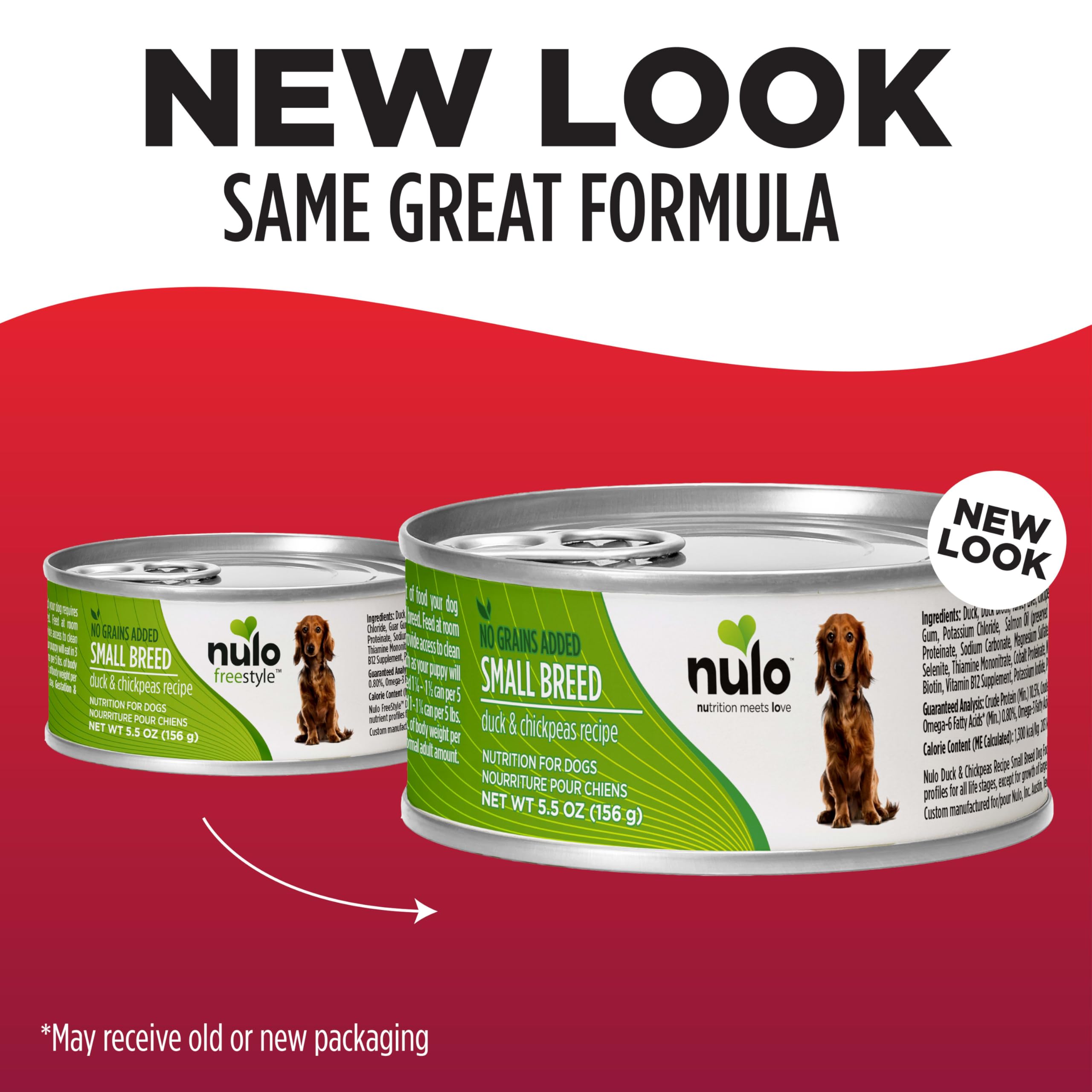Nulo Grain-Free Duck & Chickpeas Wet Dog Food, 5.5 oz Cans, Pack of 24