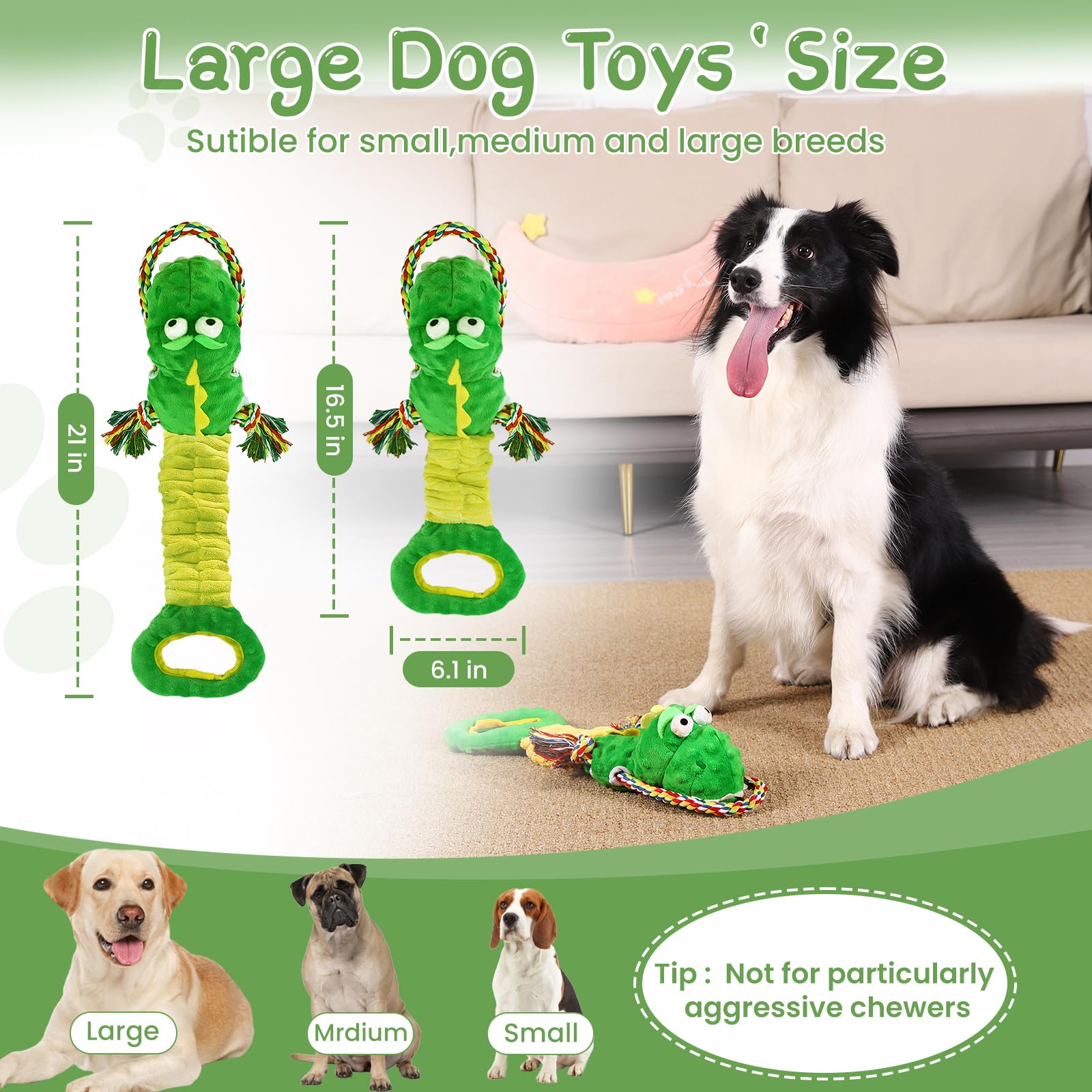 Yineya Squeaky Dog Toys For Large Dogs, Interactive Dog Toys, Puppy Toys To Keep Them Busy, Puppy Chew Toys For Teething, Tug Of