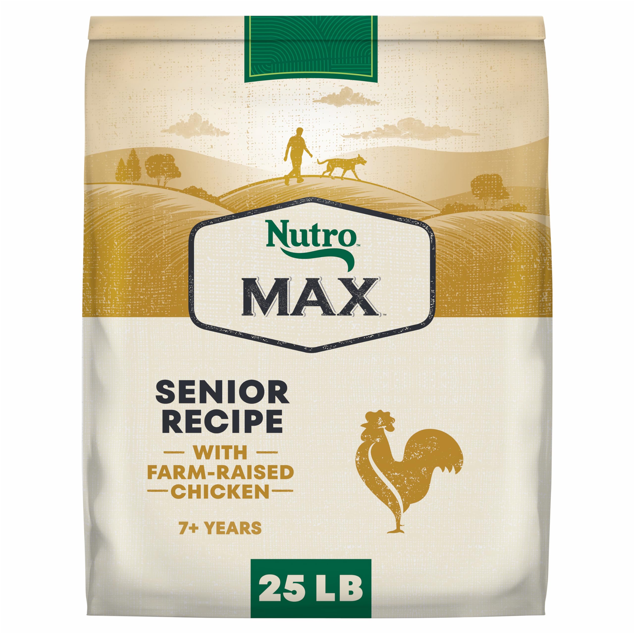 Nutro Max Senior Dry Dog Food with Farm-Raised Chicken, 25 lb Bag