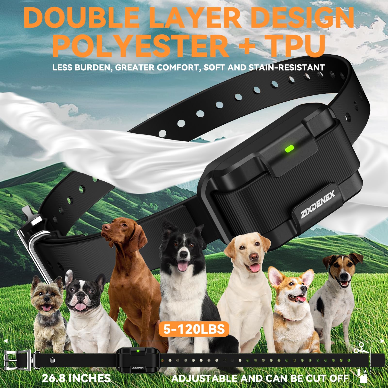 Shock Collar For Dogs, 3200Ft Dog Training Collar With Remote Control, Ipx7 Tpu Waterproof Dog Collar With Buzzer, Vibration, Sa