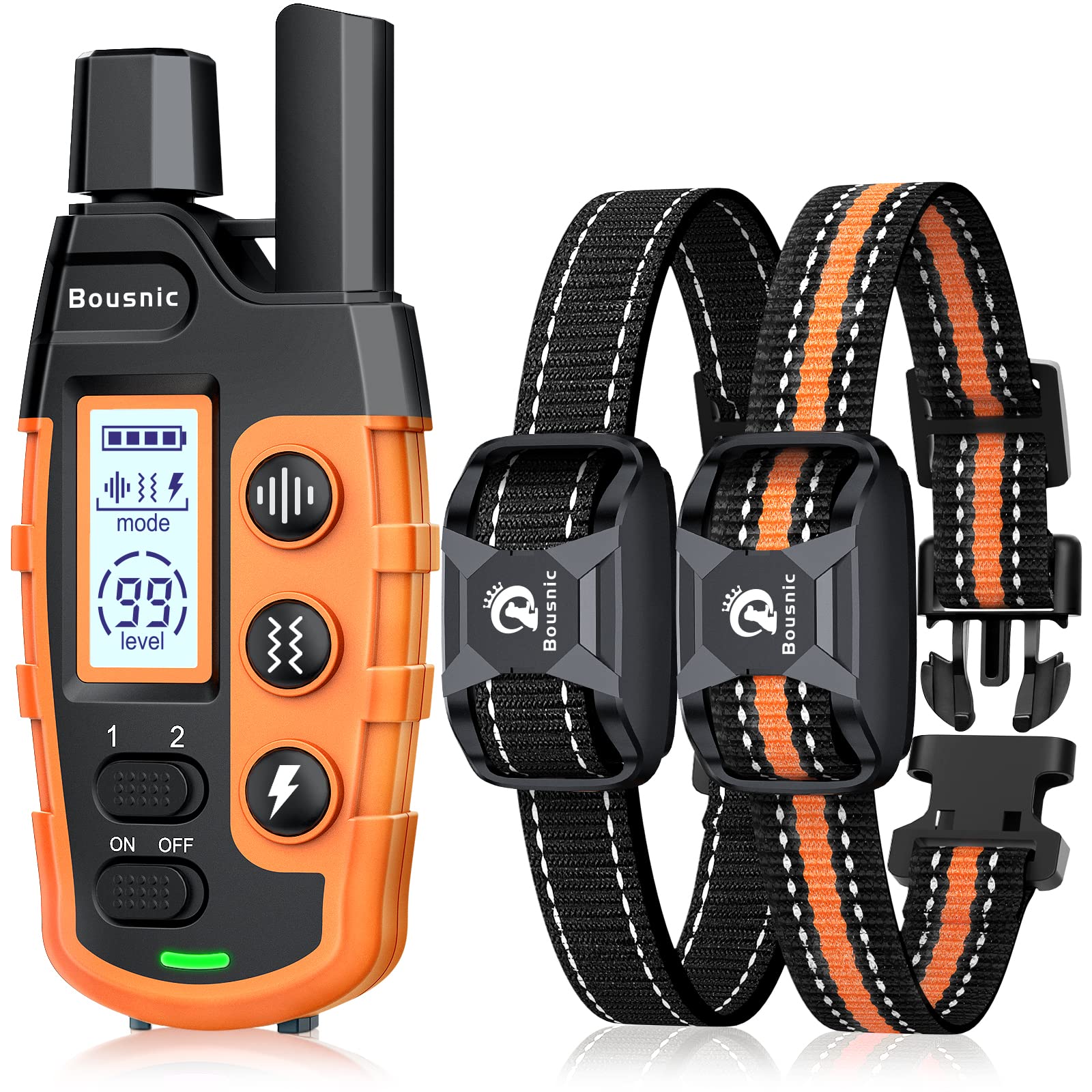 Bousnic Dog Shock Collar 2 Dogs (5120Lbs)  3300 ft Waterproof Training Collar for Dogs Large Medium Small with Rechargeable Re