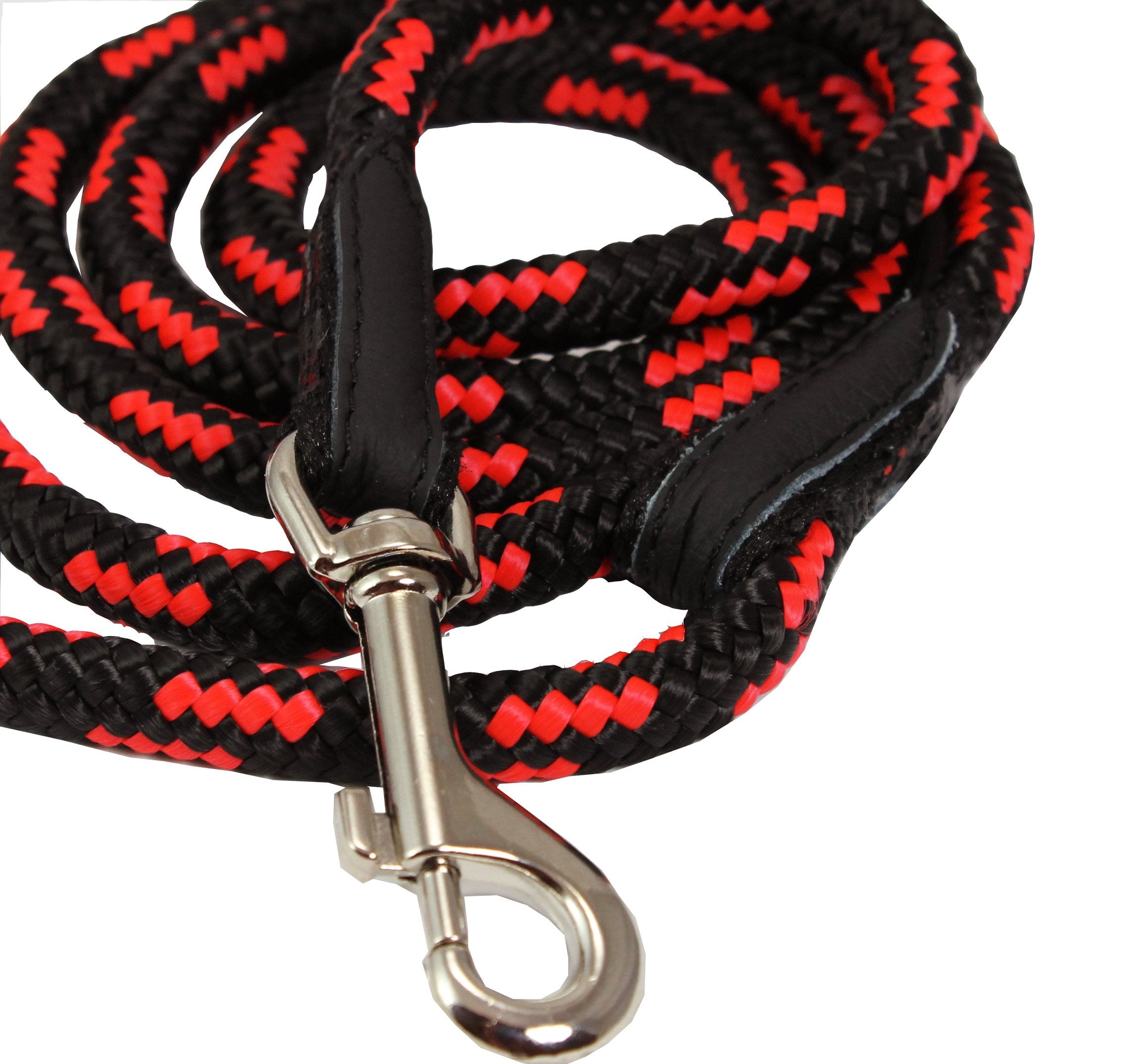 Dogs My Love 6ft Long Braided Rope Dog Leash Red with Black 6 Sizes (XSmall: 6ft Long; 0.25 Diam (6mm))