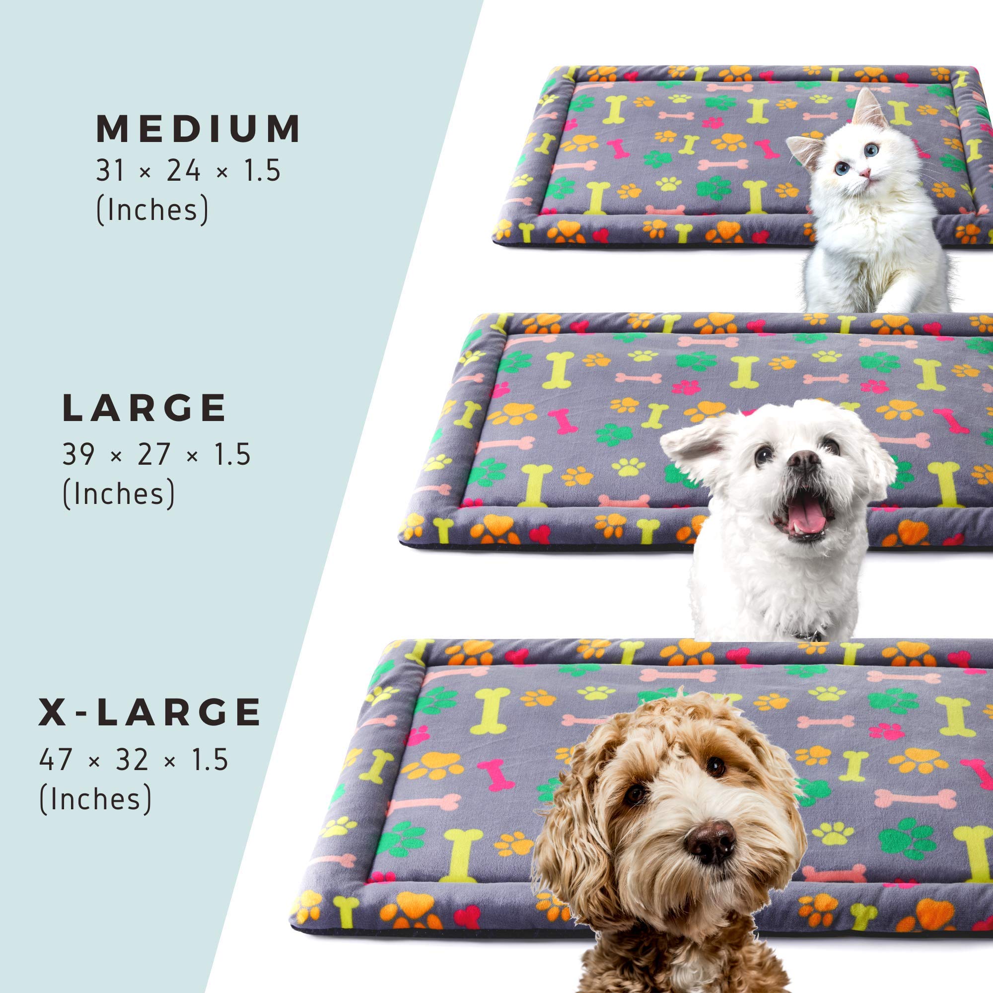Allisandro Extra Softness 40 X 30 Inches Pet Sleeping Mat For Small Medium Large Dogs Puppies, Non Slip Dog Bed Mat, Vivid Bone
