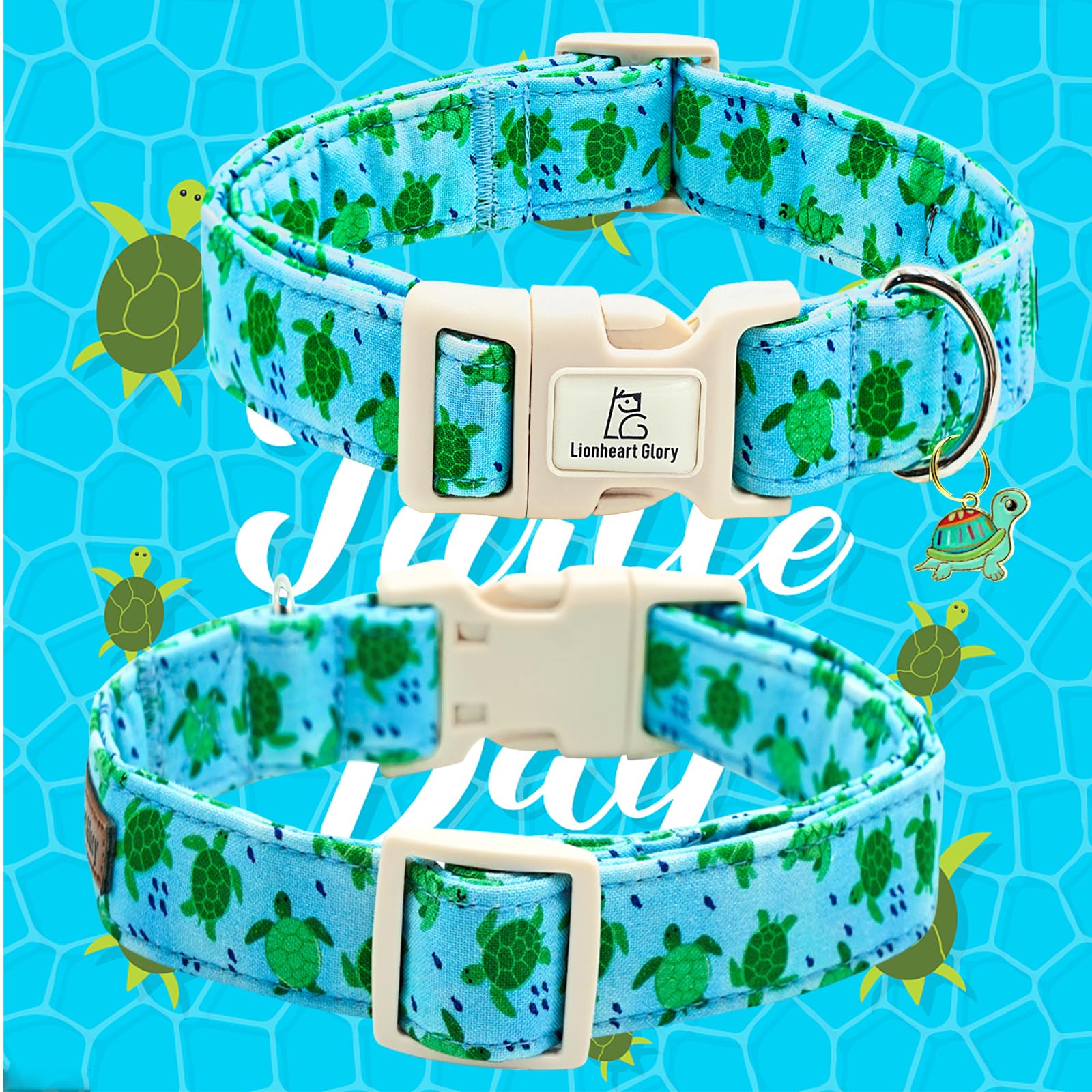 Lionheart Glory Dog Collar Blue Sea Turtles Dogs Collar Spring Summer Cute Collars Dog Boy Or Girl Soft Durable Adjustable Colla