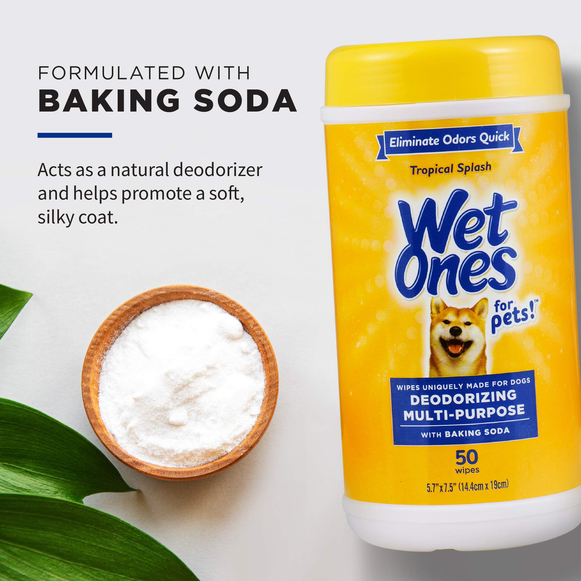 Wet Ones Deodorizing Dog Wipes - 50 Count, Tropical Splash Scent, Multi-Purpose, Model FF12848PCS12, 12 Pack