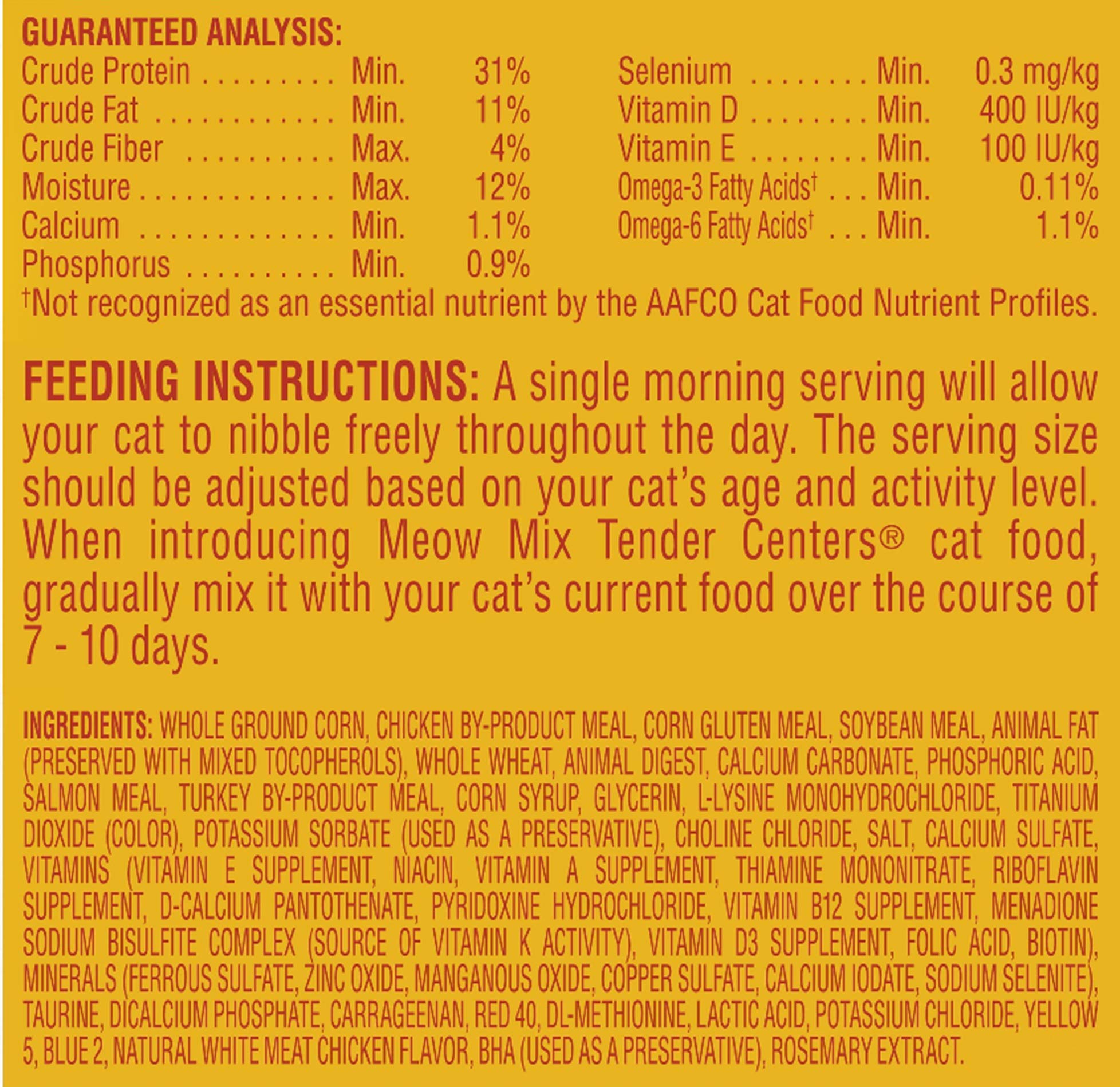 Meow Mix Tender Centers Dry Cat Food, Salmon & Turkey with Vitality Bursts, 3 Pound (Pack of 4), Crunchy Outside Meaty Inside